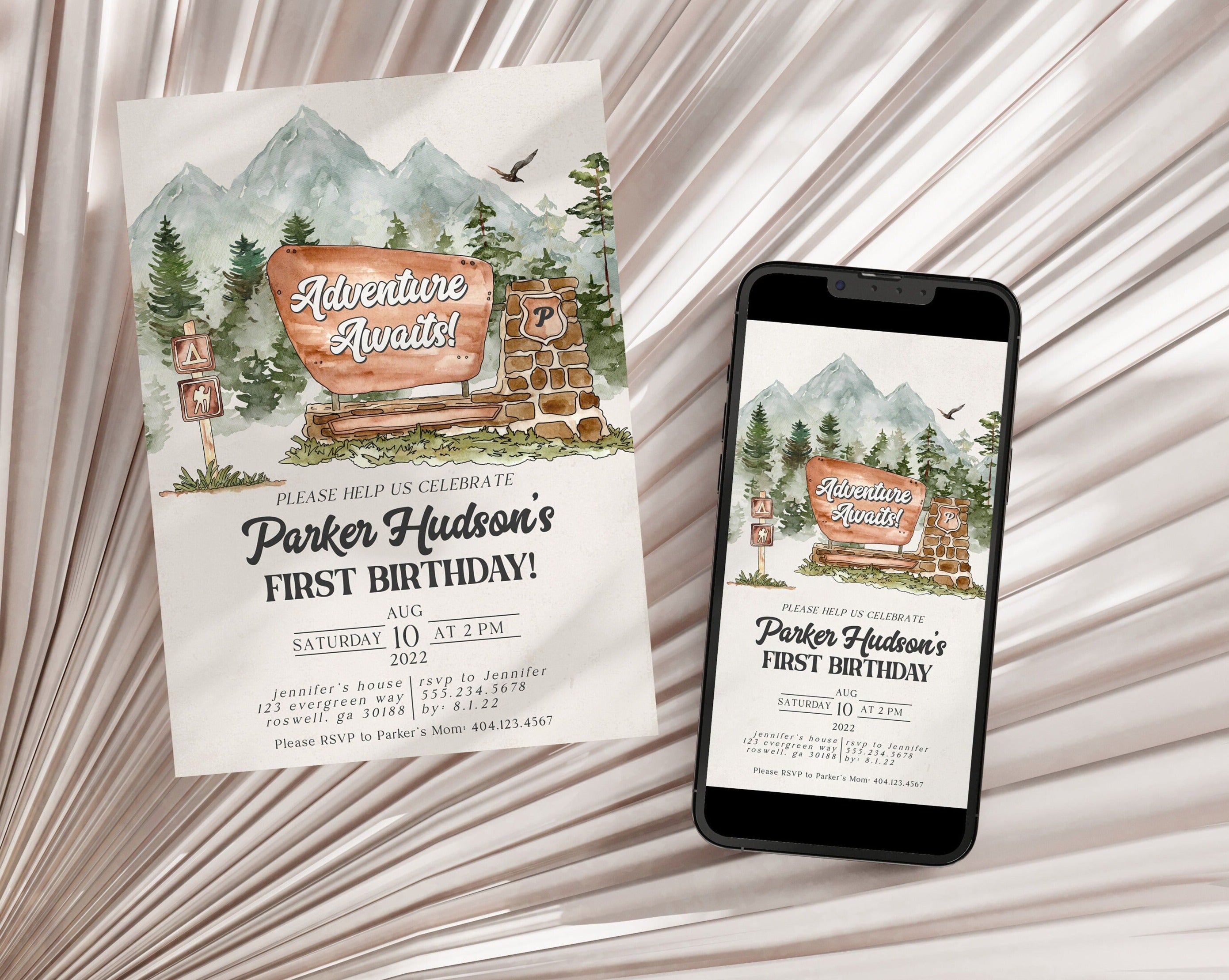 National Park First Birthday Invitation Printable Template