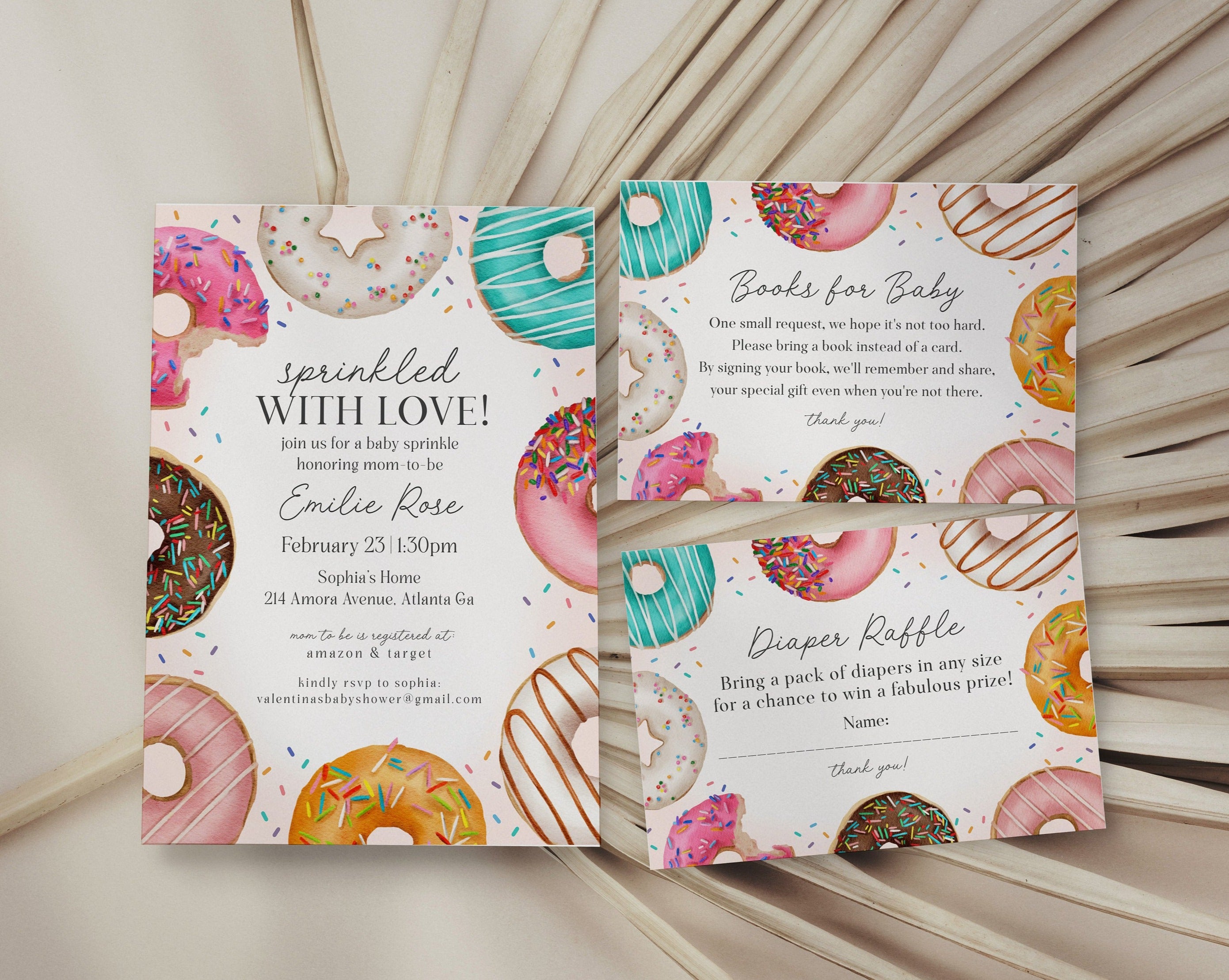 Sprinkled Donuts Baby Sprinkle Invitation Set Template