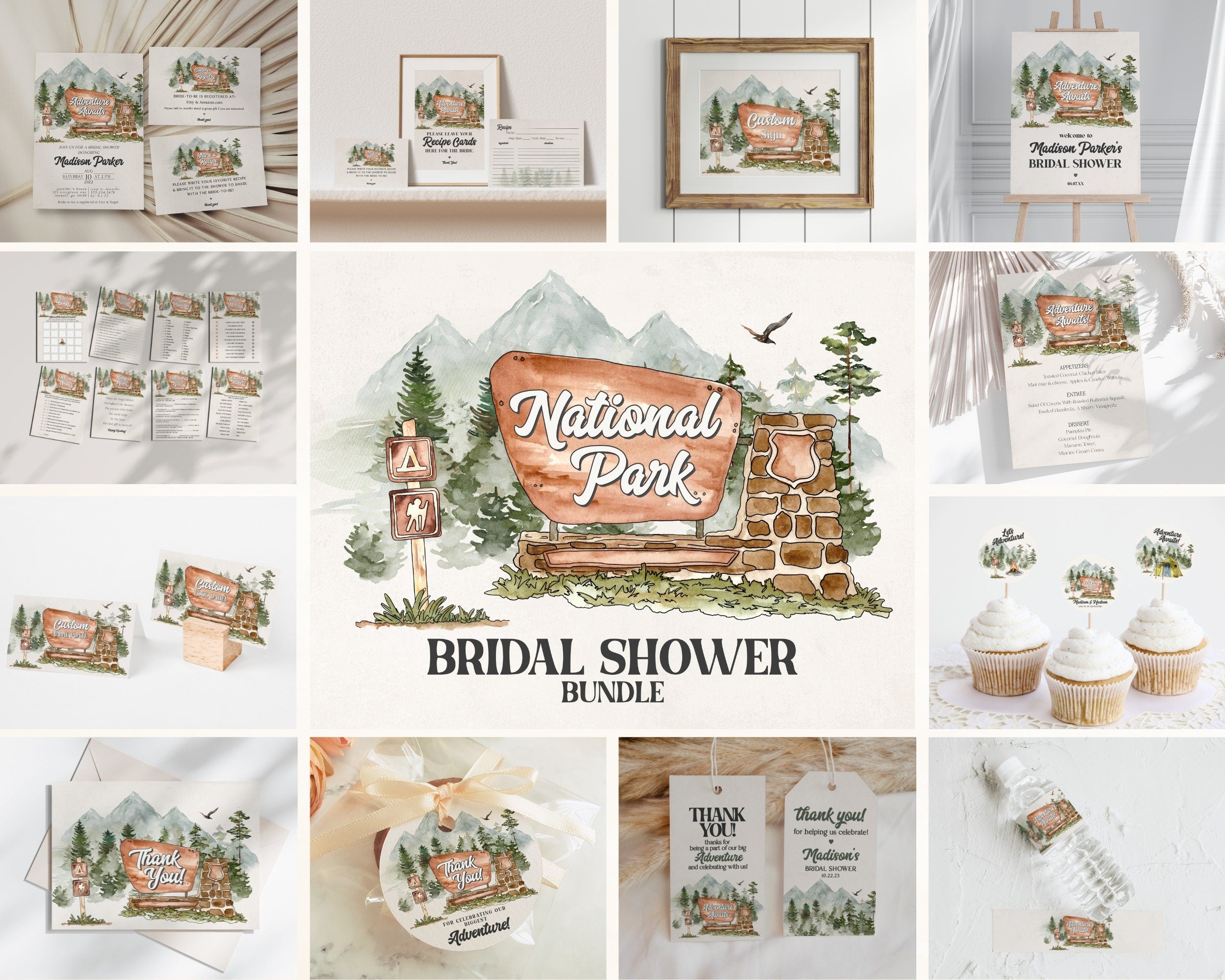 National Park Bridal Shower Bundle Printable Template