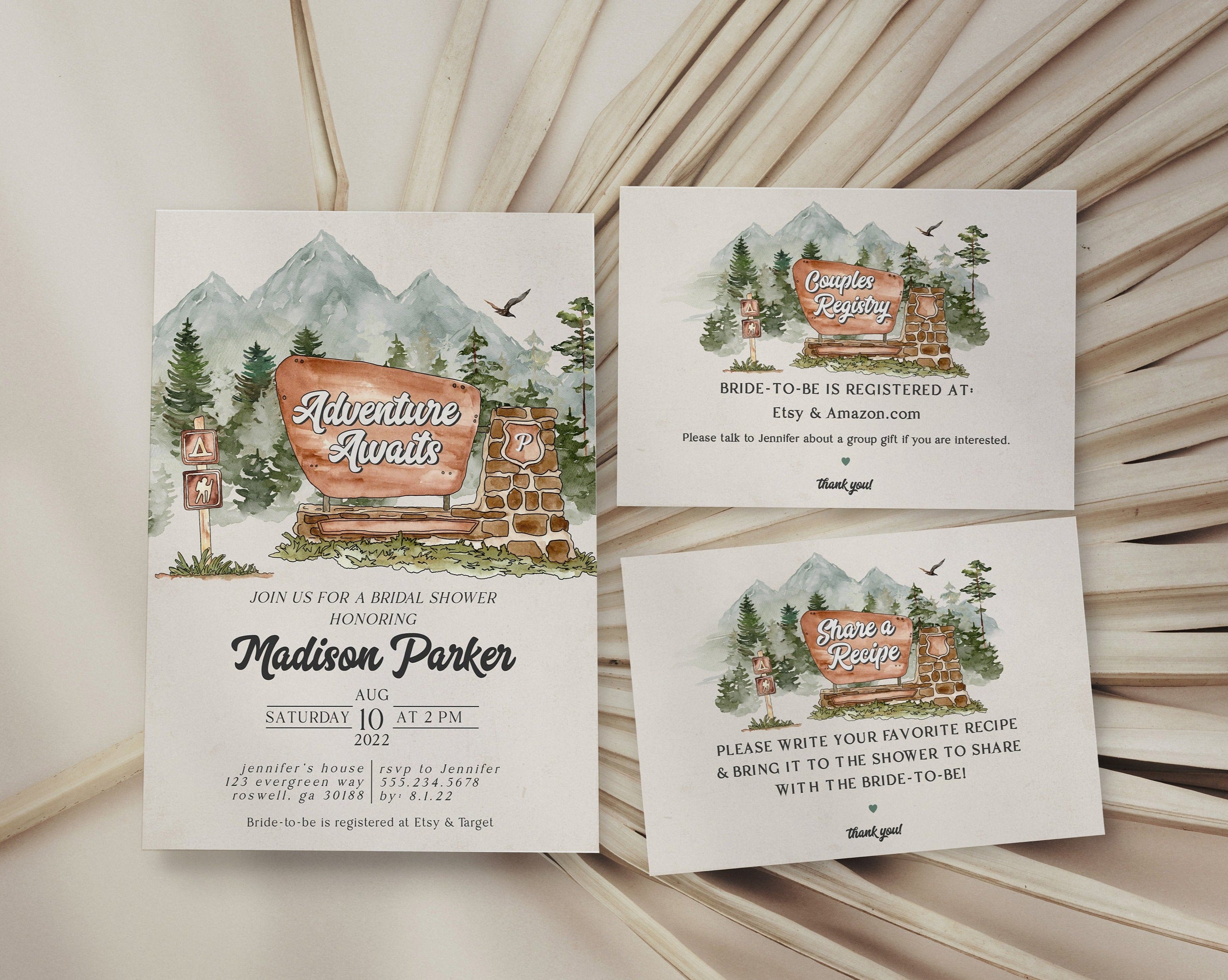 National Park Bridal Shower Invitation Printable Template