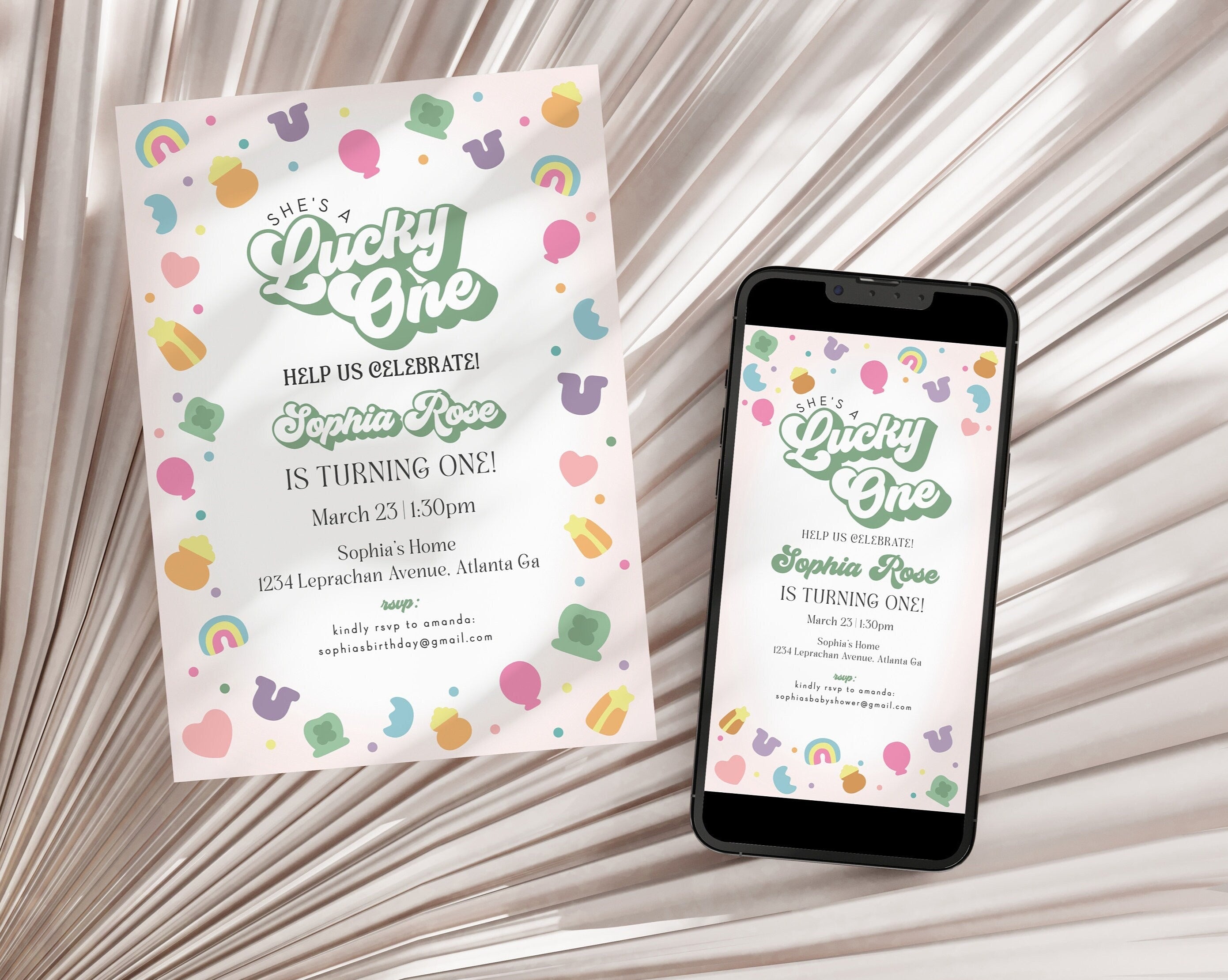 Lucky Charms First Birthday Invitation Printable Template