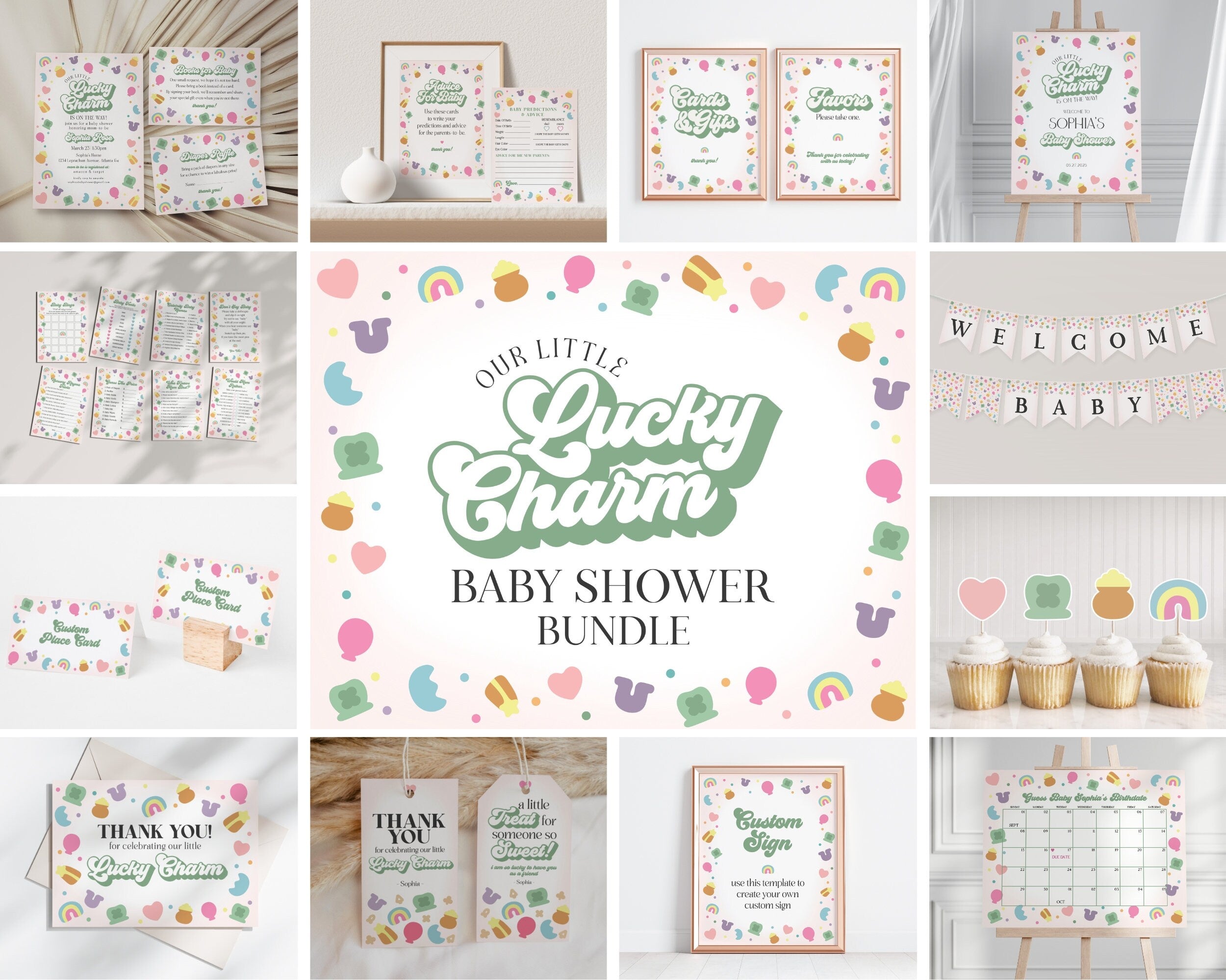 Lucky Charms Baby Shower Bundle Printable Template