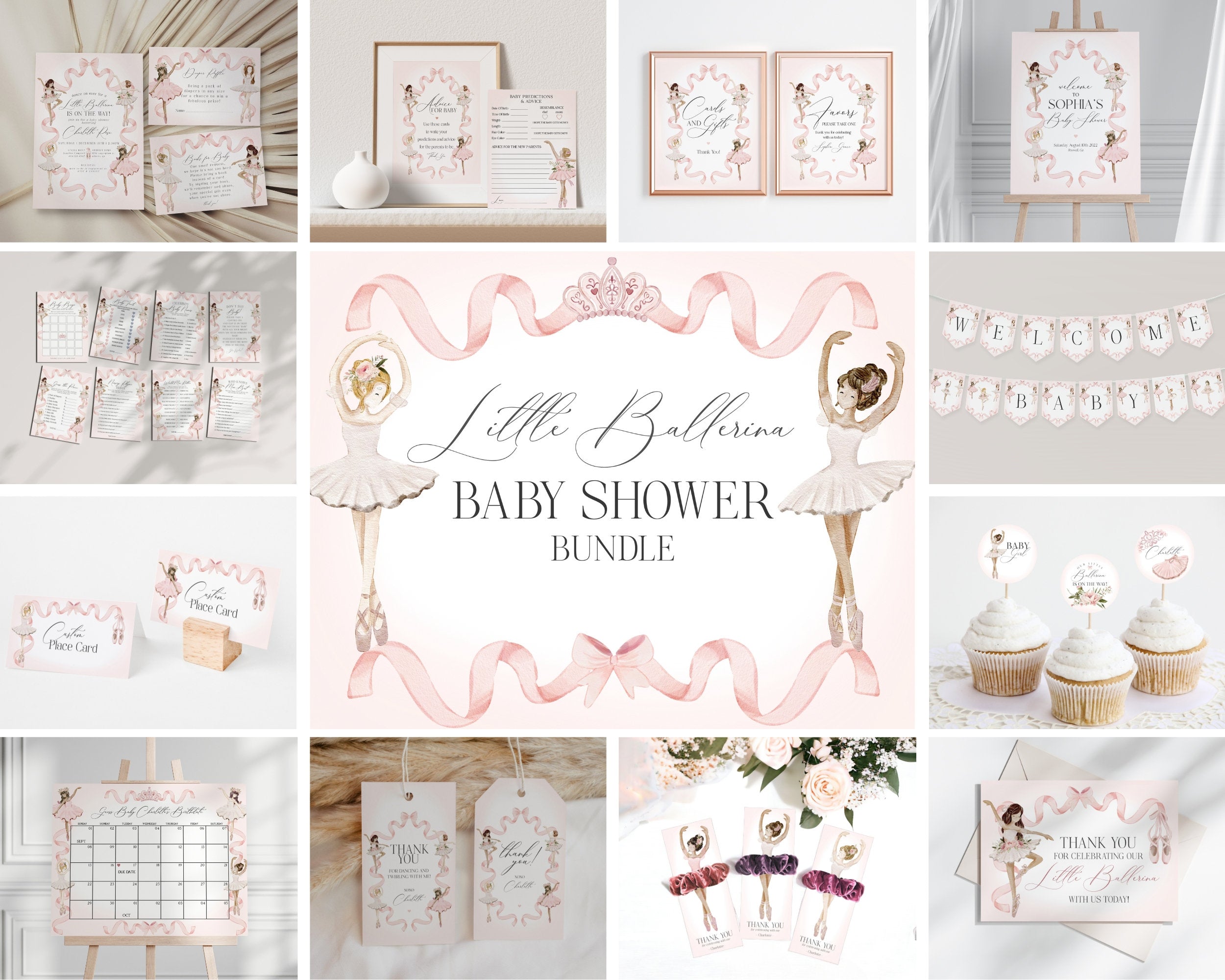 Little Ballerina Baby Shower Bundle Printable Template