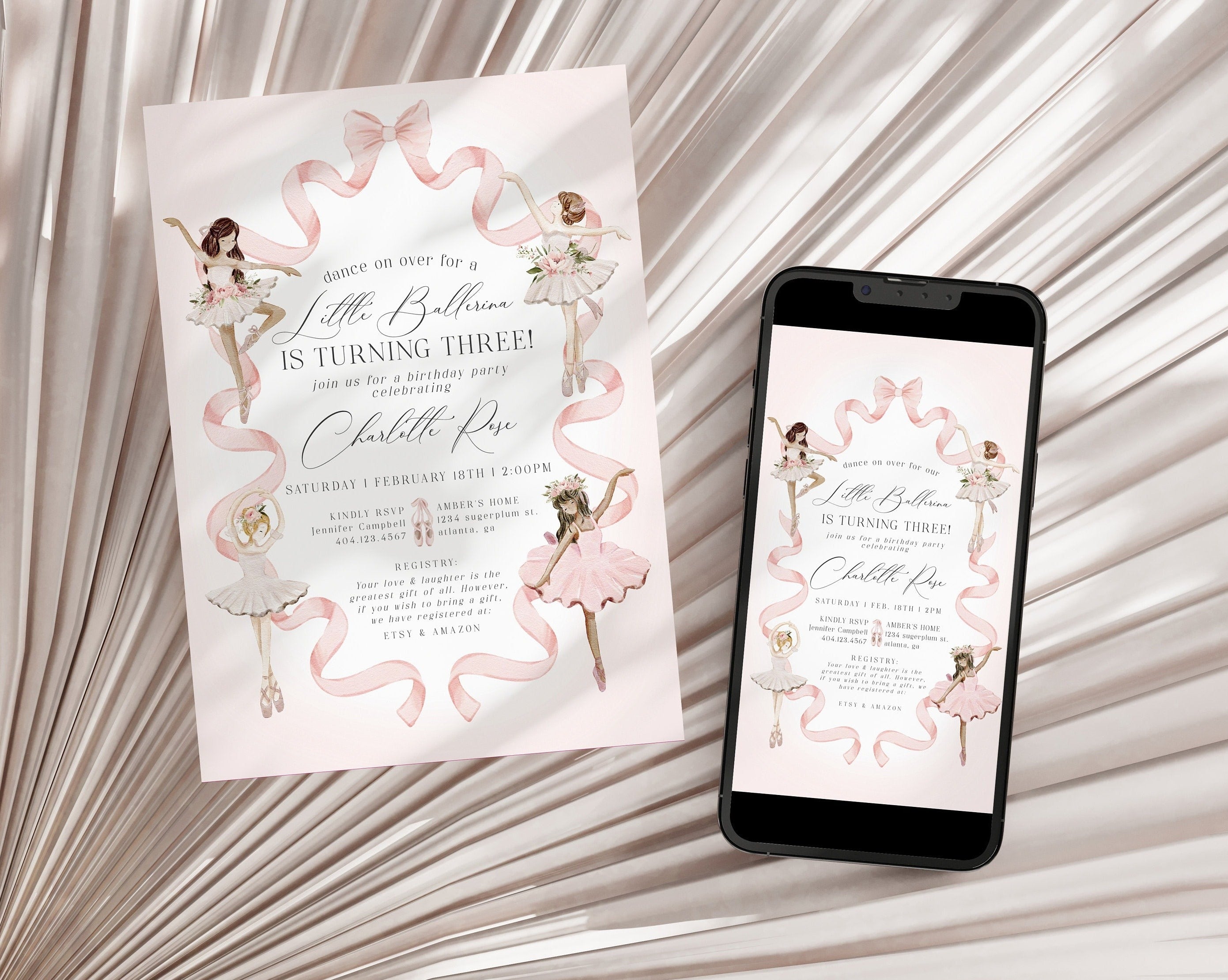 Little Ballerina Birthday Invitation Printable Template