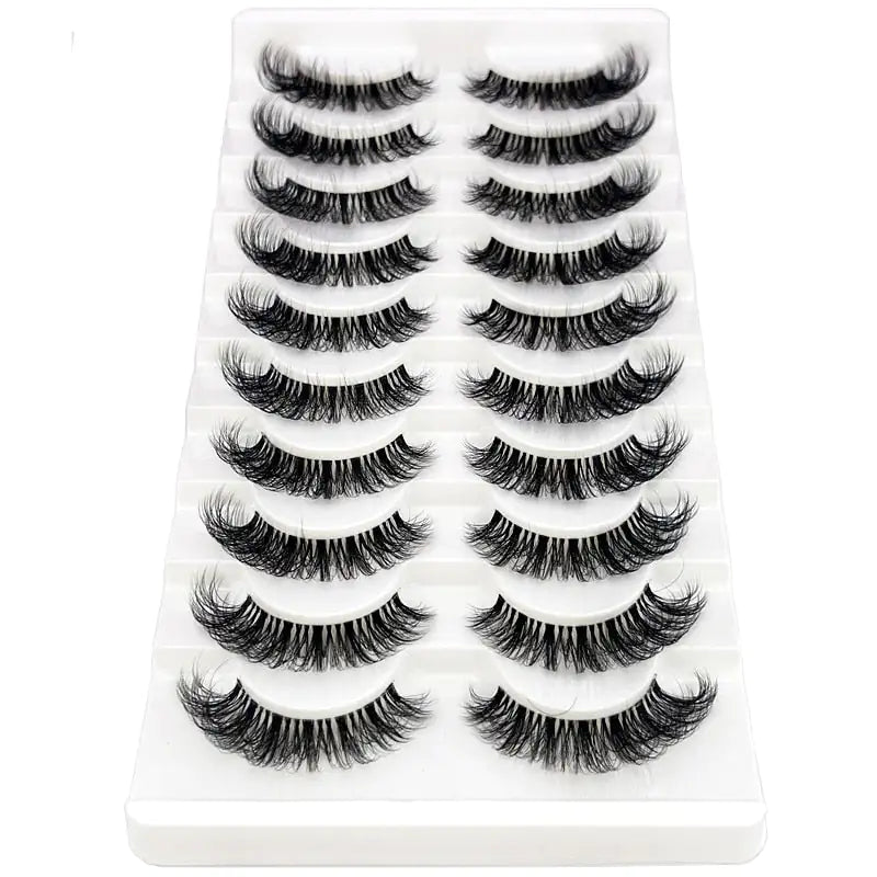 10 Pairs Mink Eyelashes Clear Band