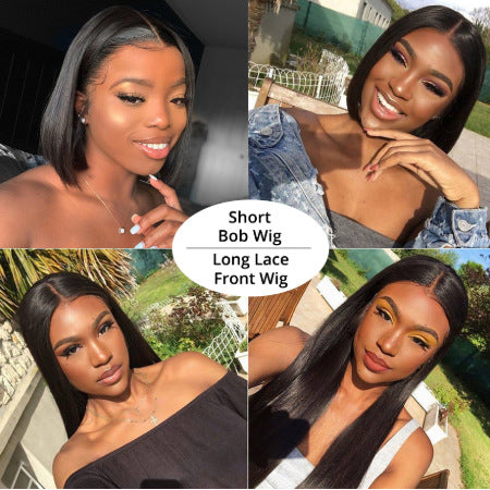 Chic 13X4 Lace Front Bob Wig: European & American Real Hair Set - Stylish Short Bobs (150Remy)