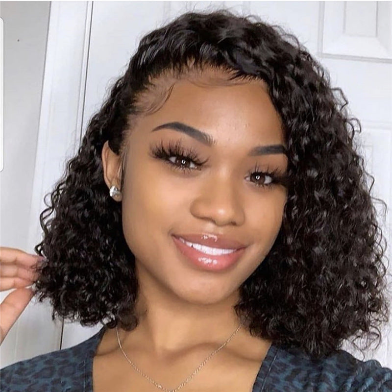 12 Inch Long Synthetic Lace Front Wig Africa Small Curly Wig Women's Medium Long Hair