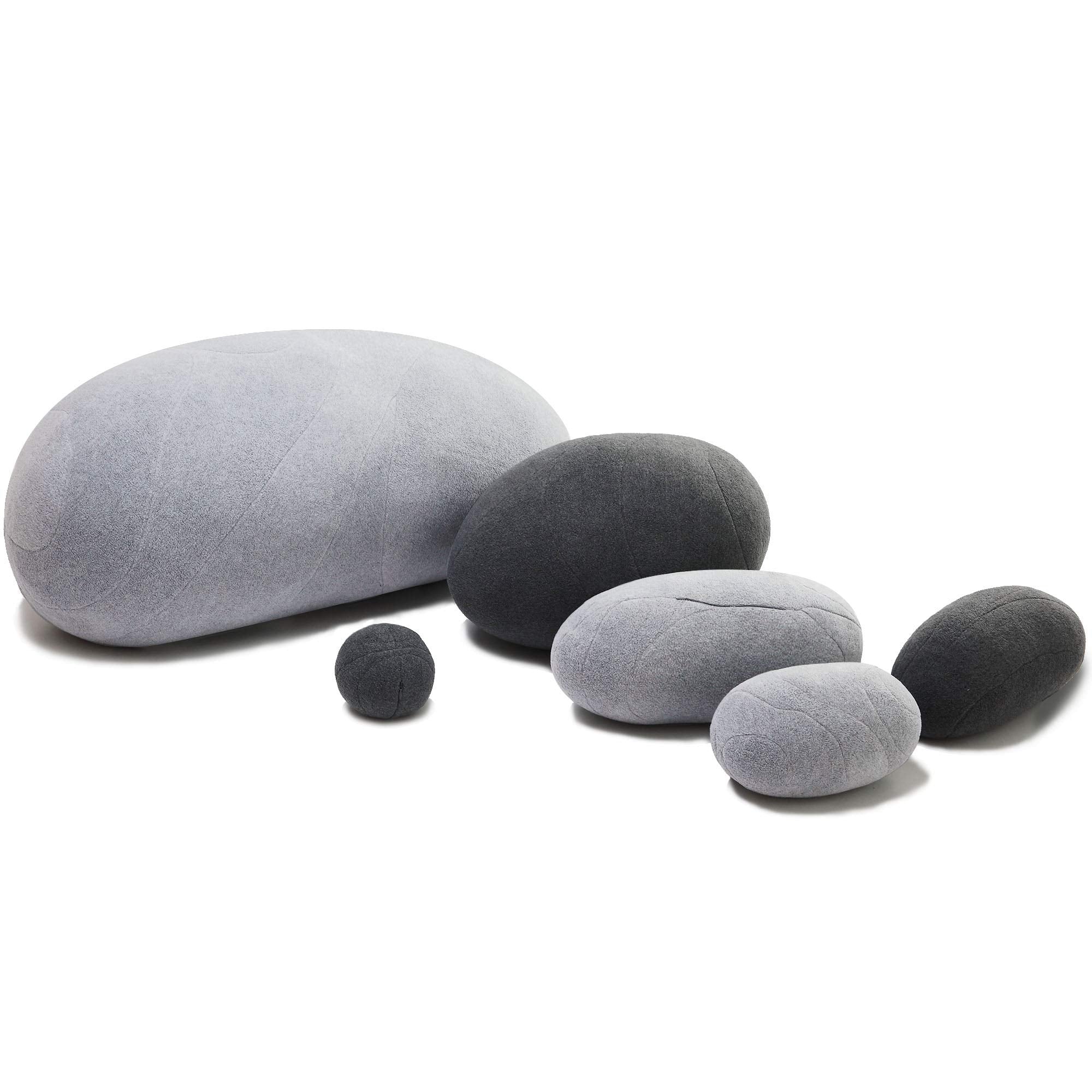 3D Curve Velvet Living Stones Pillows 6 Mix Sizes —Light Gray and Dark Gray