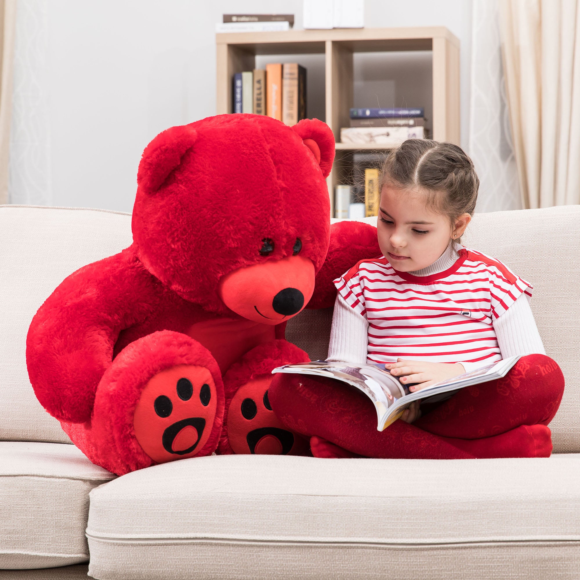 3 Foot Giant Teddy Bear Daneey Cuddly Teddy Bear ——Red 36 Inches