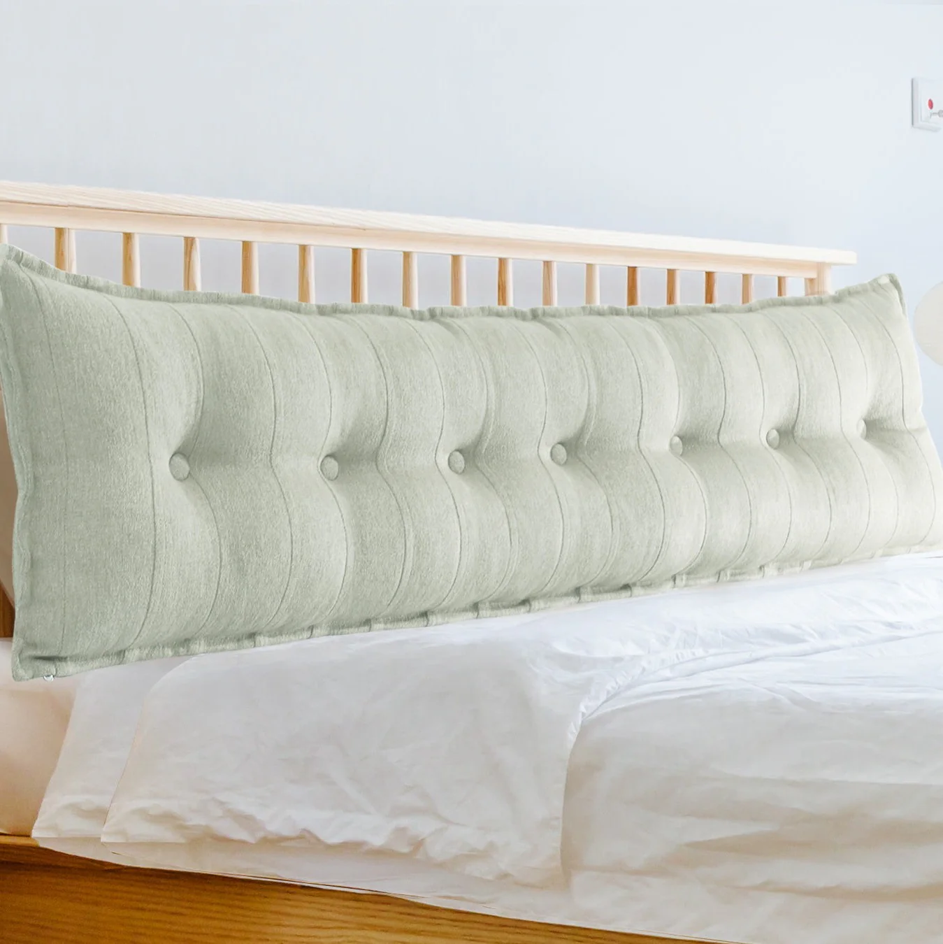 Rectangular Back Support Headboard Pillow Linen——White