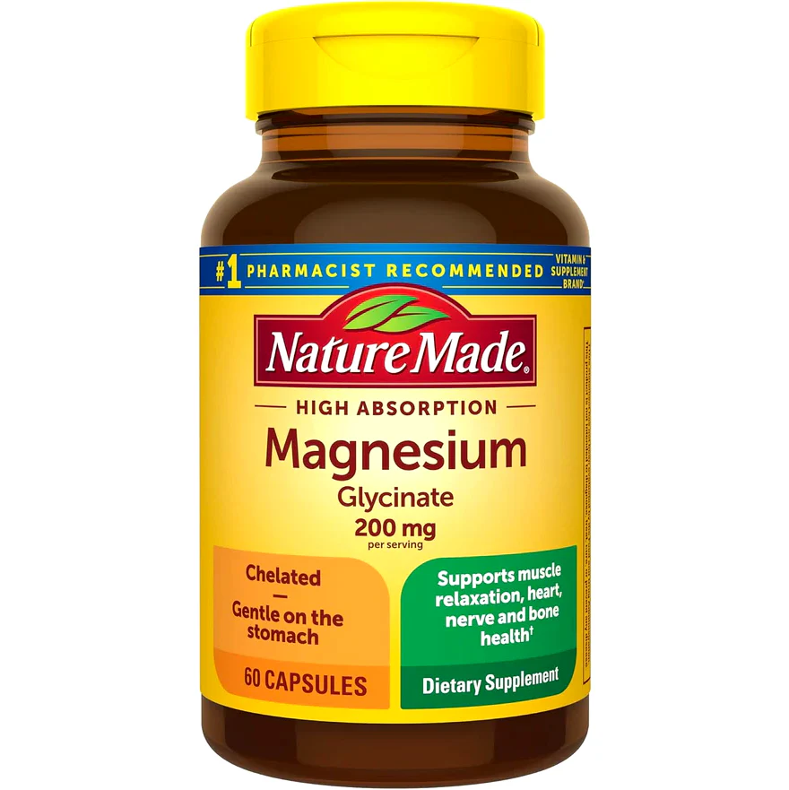 Magnesium Glycinate Supplement in Pakistan Nature Made USA Brand - Muscle Heart Nerve and Bone Support