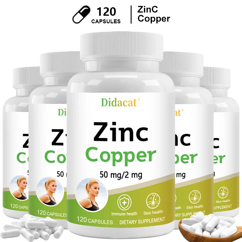 Zinc and Copper Dietary Supplement, 120 Capsules, Mineral and Antioxidant Supplement, Immunity and Mood, Supports Skin Health in Pakistan