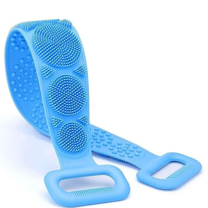 Silicone Body Back Scrubber Double Side Bathing Brush for Skin Deep Cleaning