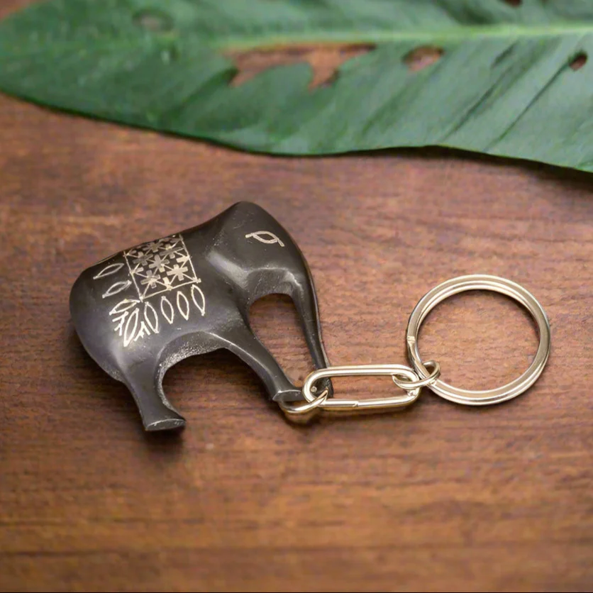 Bidri Craft Key Chain - Elephant | Home Decor