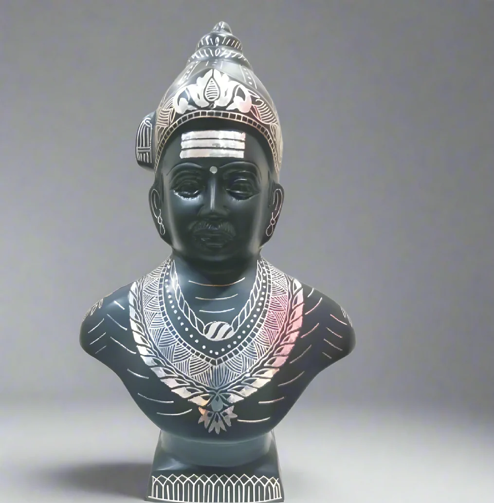 Bidri Basaveshwara Statue: Handcrafted Indian Art with Silver Inlay | Home Decor