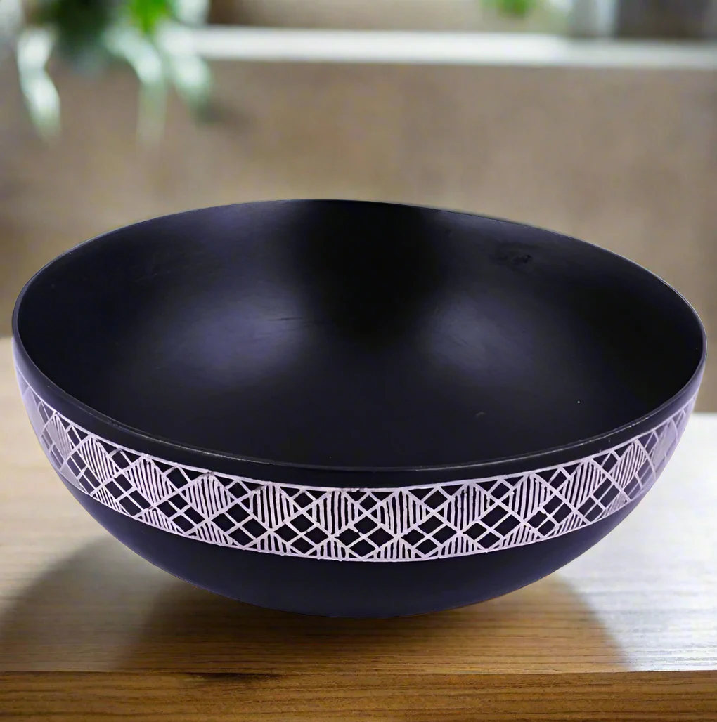 Bidri Bowl with Phooljhadi Work: Handcrafted Indian Art with Silver Inlay