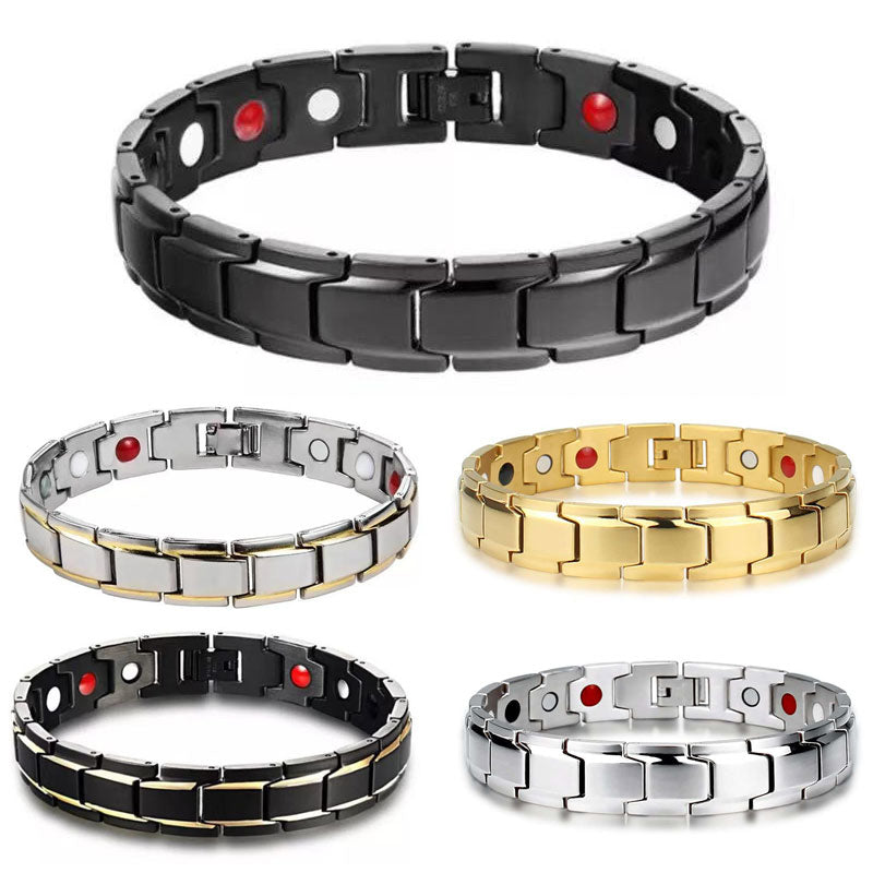 Magnetic Therapy Titanium Steel Bracelets, Arthritis Pain Relief (Black, Silver, Gold), One Size