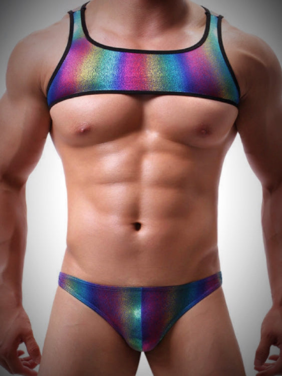 Rainbow Laser Sexy Harness Underwear