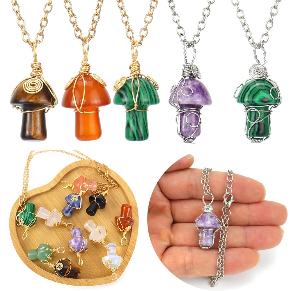 Nora Mushroom Crystal Pendant Necklace