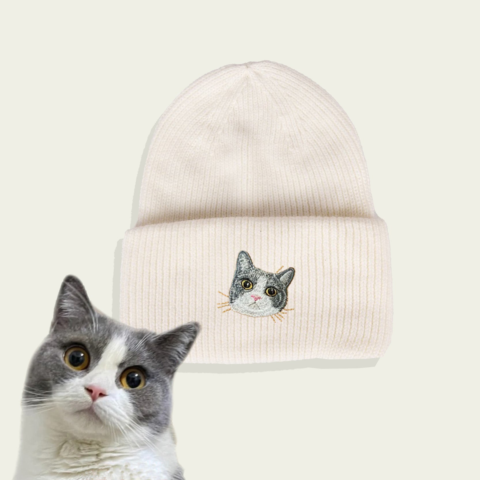 Custom Embroidered Pet Portrait Beanie Hat