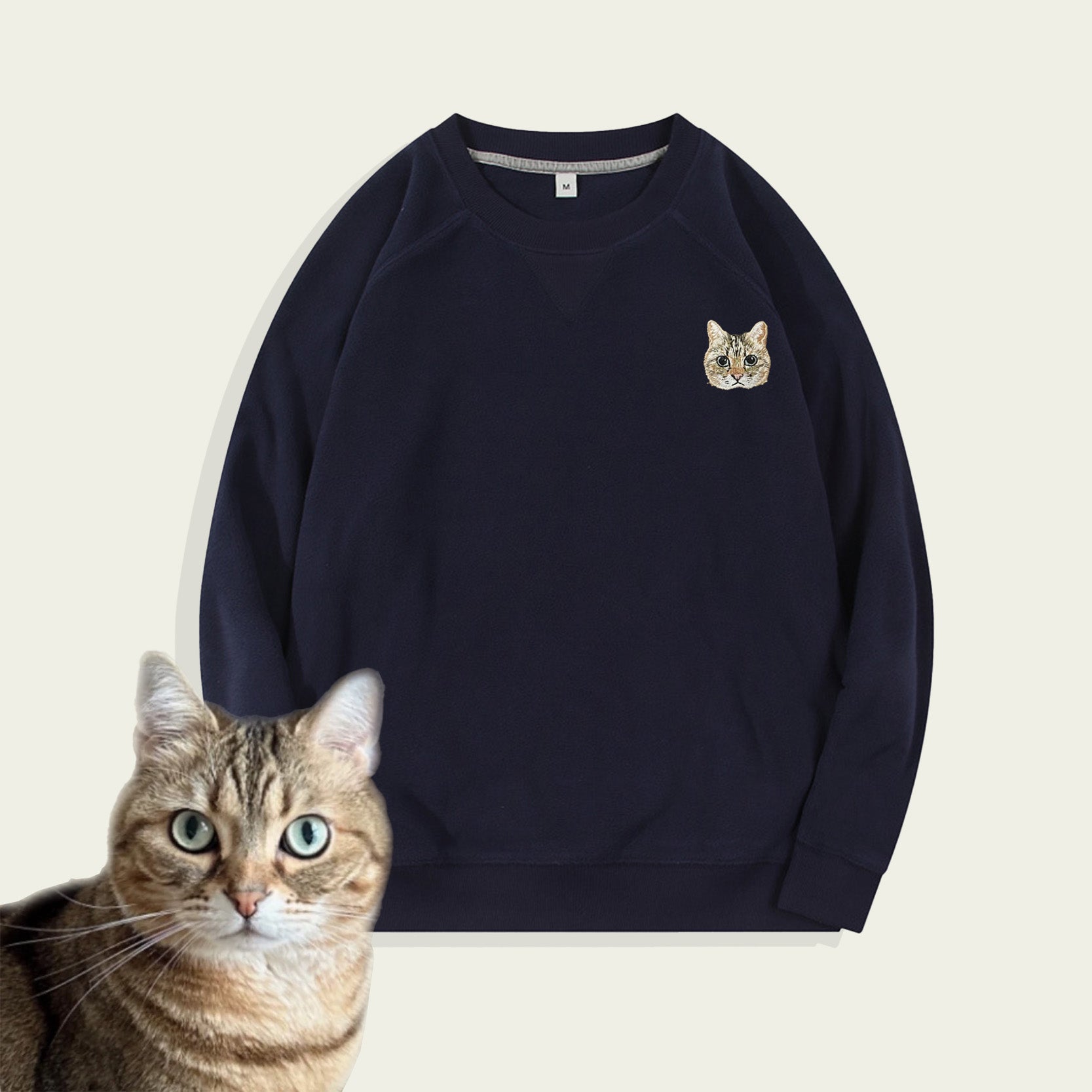 Custom Embroidered Pet Portrait Sherpa Fleece Sweatshirt