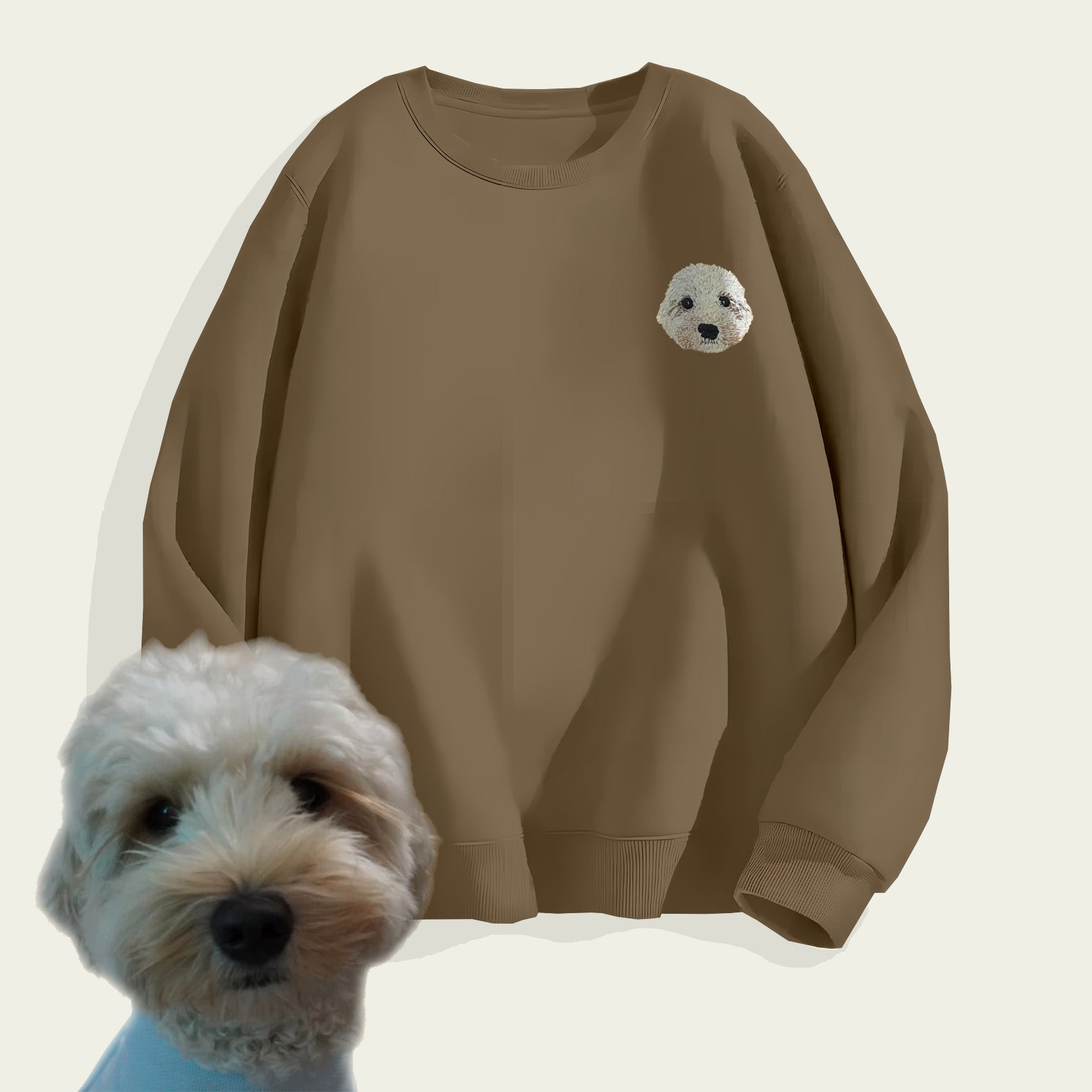 Custom Embroidered Pet Portrait Patch Sweatshirt