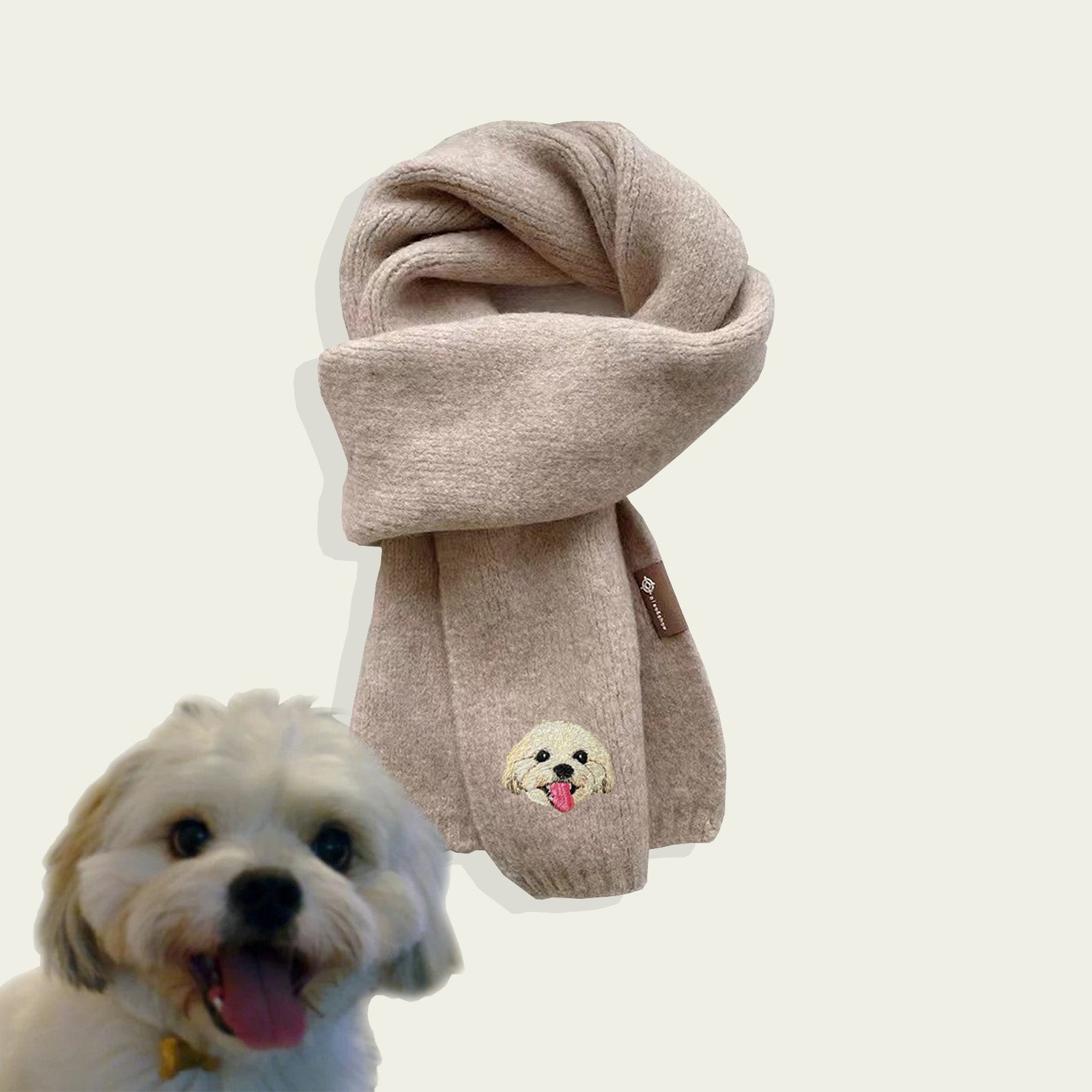 Custom Embroidered Pet Portrait Woven Scarf