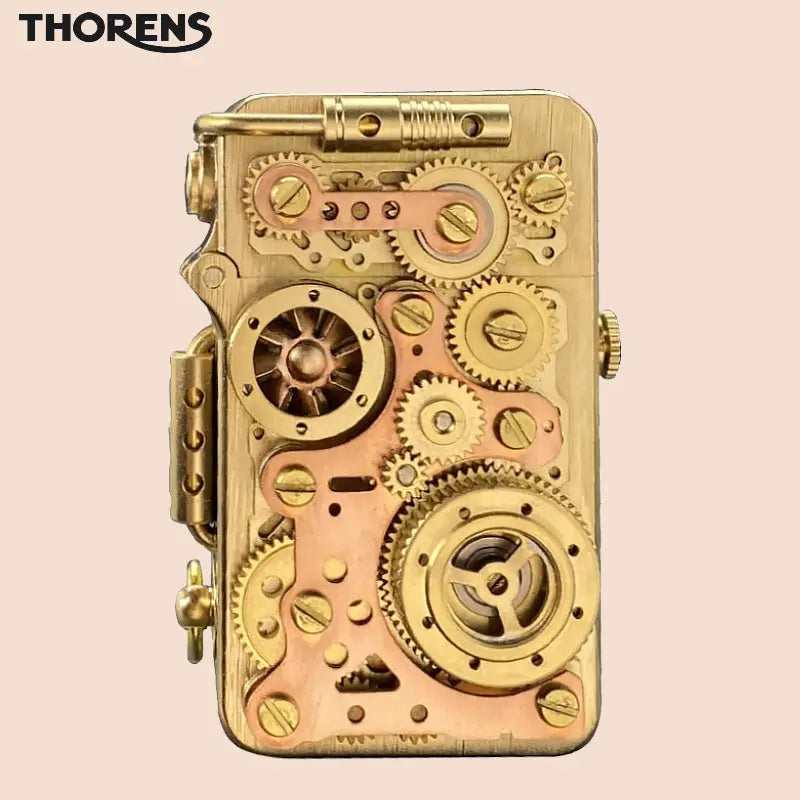 NEW THORENS Steampunk automatic lighter with linked spinning gears,Steampunk style gifts for him/her
