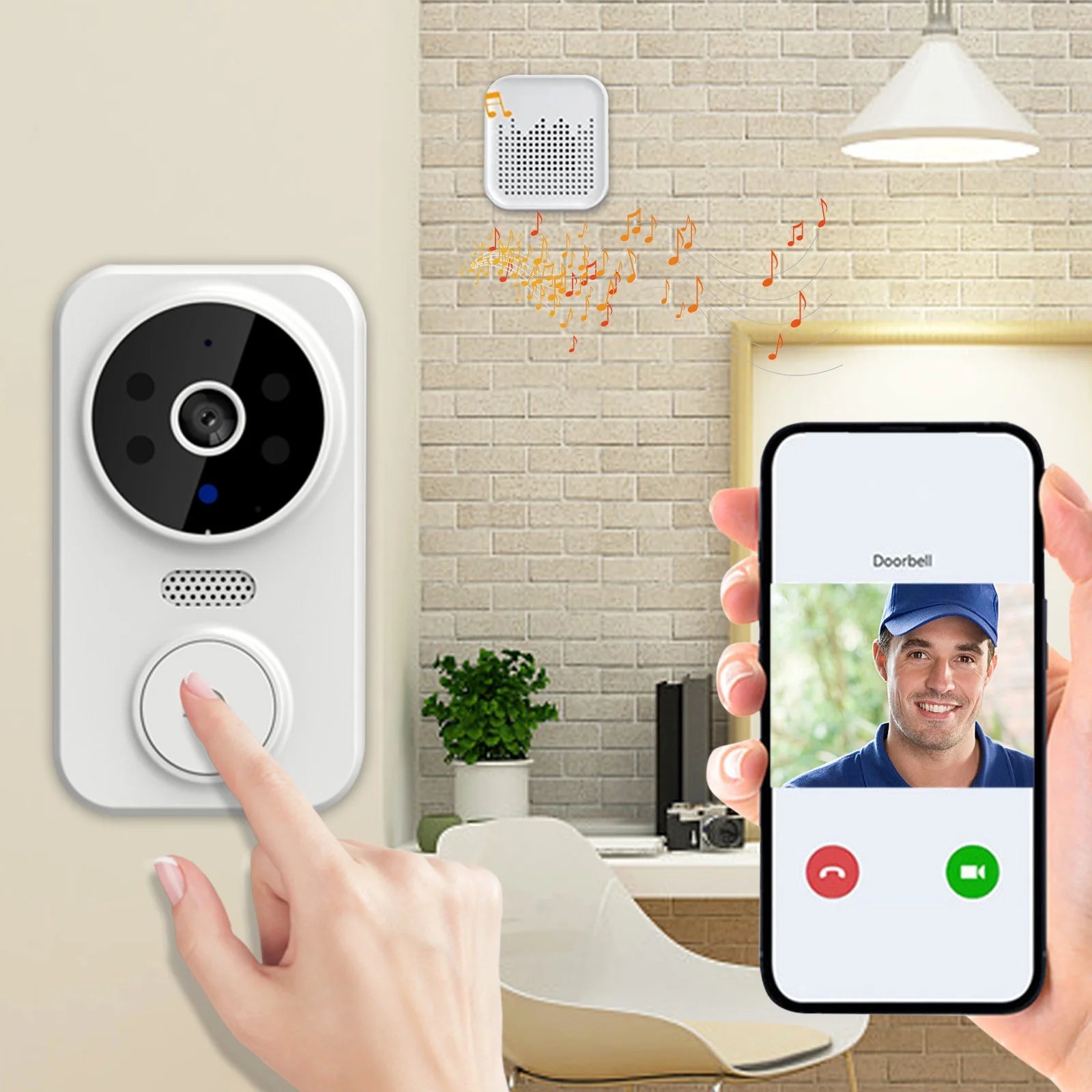 Smart Wireless HD Night Vision Wifi Rechargeable Doorbell