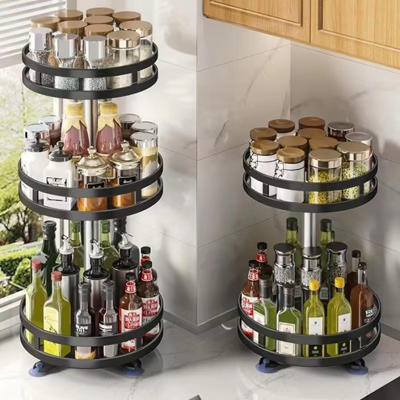 360 Rotation Spice Storage Rack | Non-Slip Carbon Steel