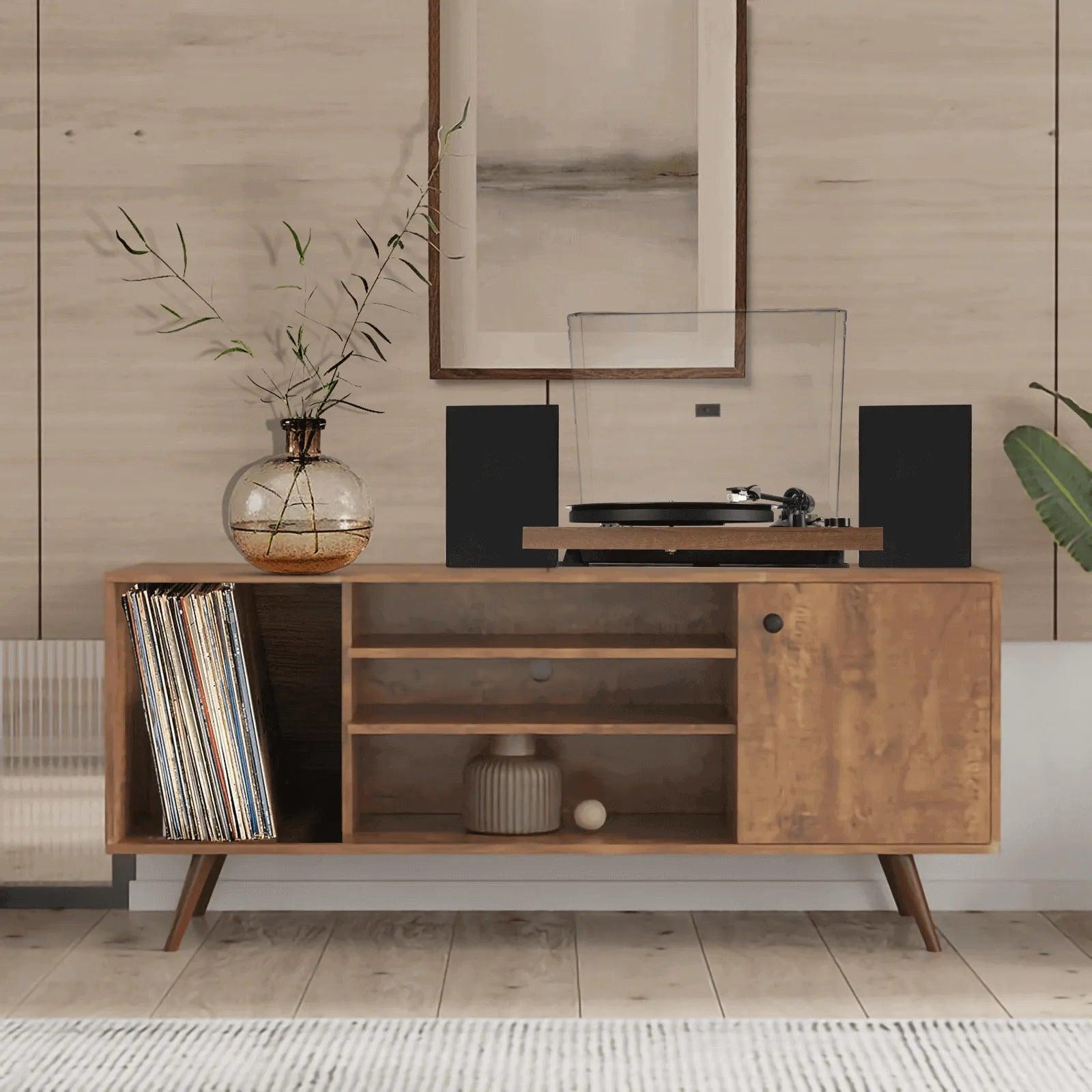 Vintage Wooden 53'' Record Player Cabinet