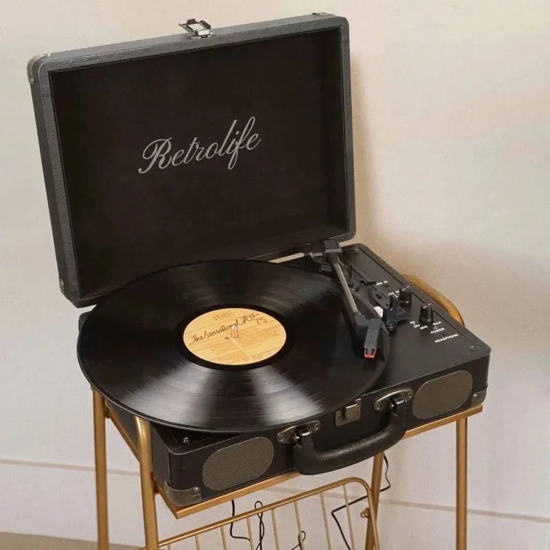 Vintage Suitcase Record Player with Built-in Speakers R609