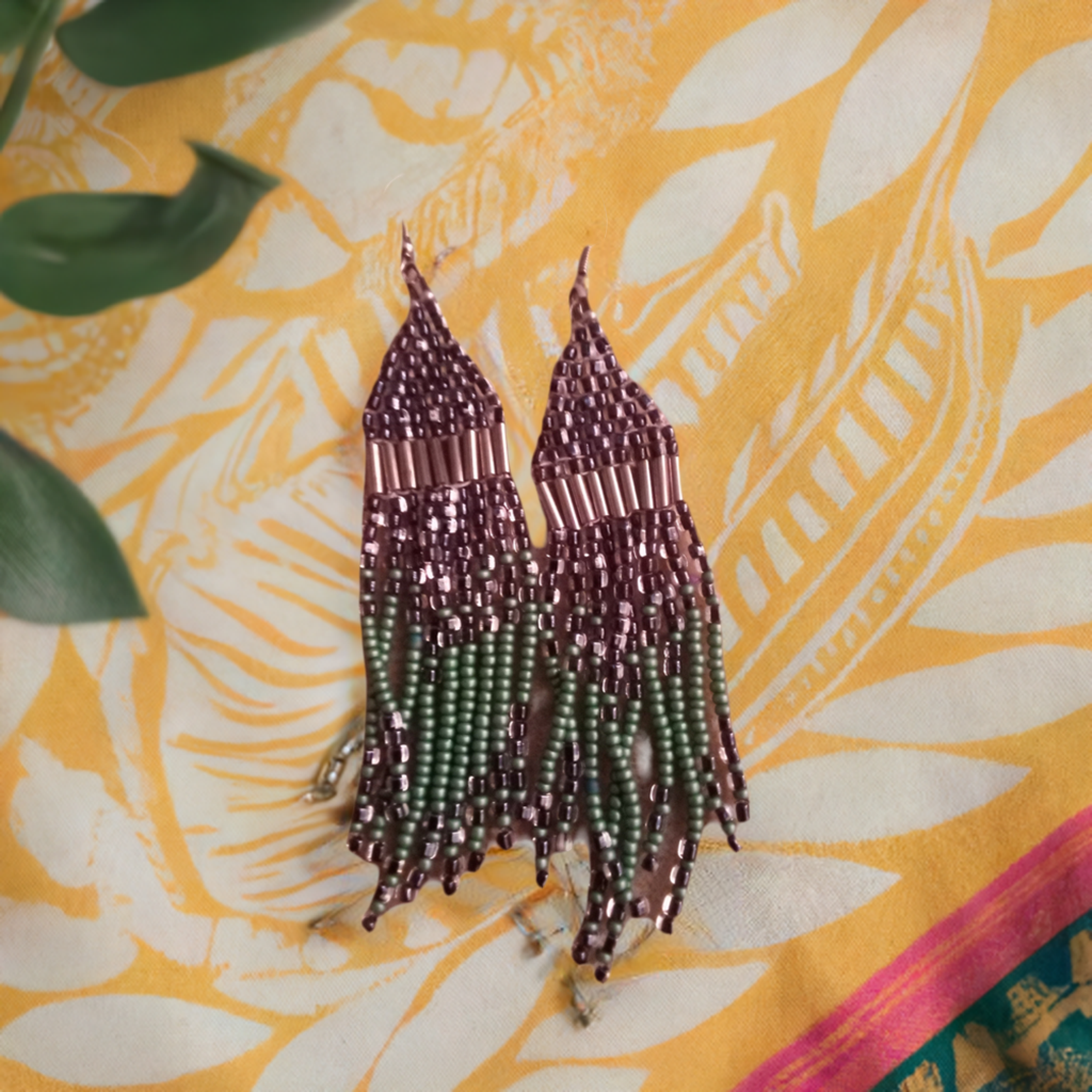 Green Indian style earrings