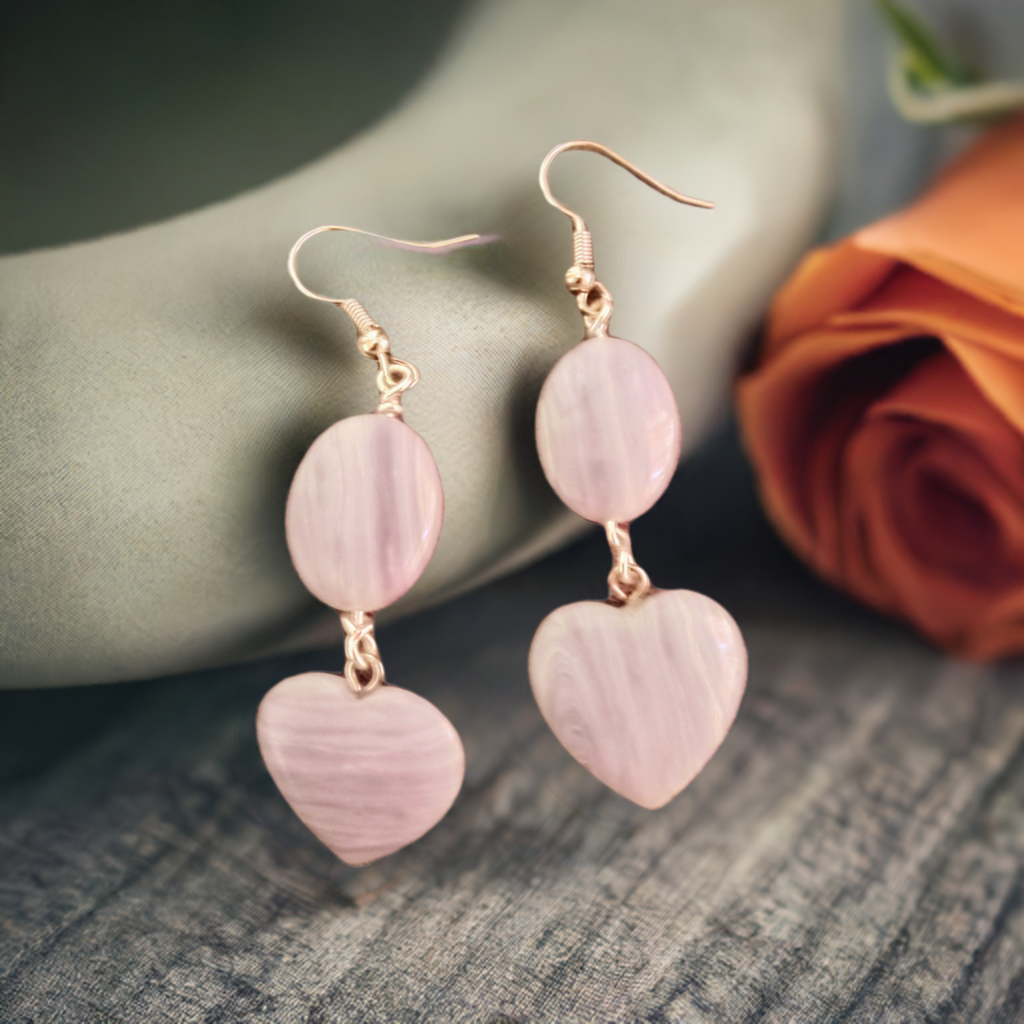 Blue Lace agate heart earrings