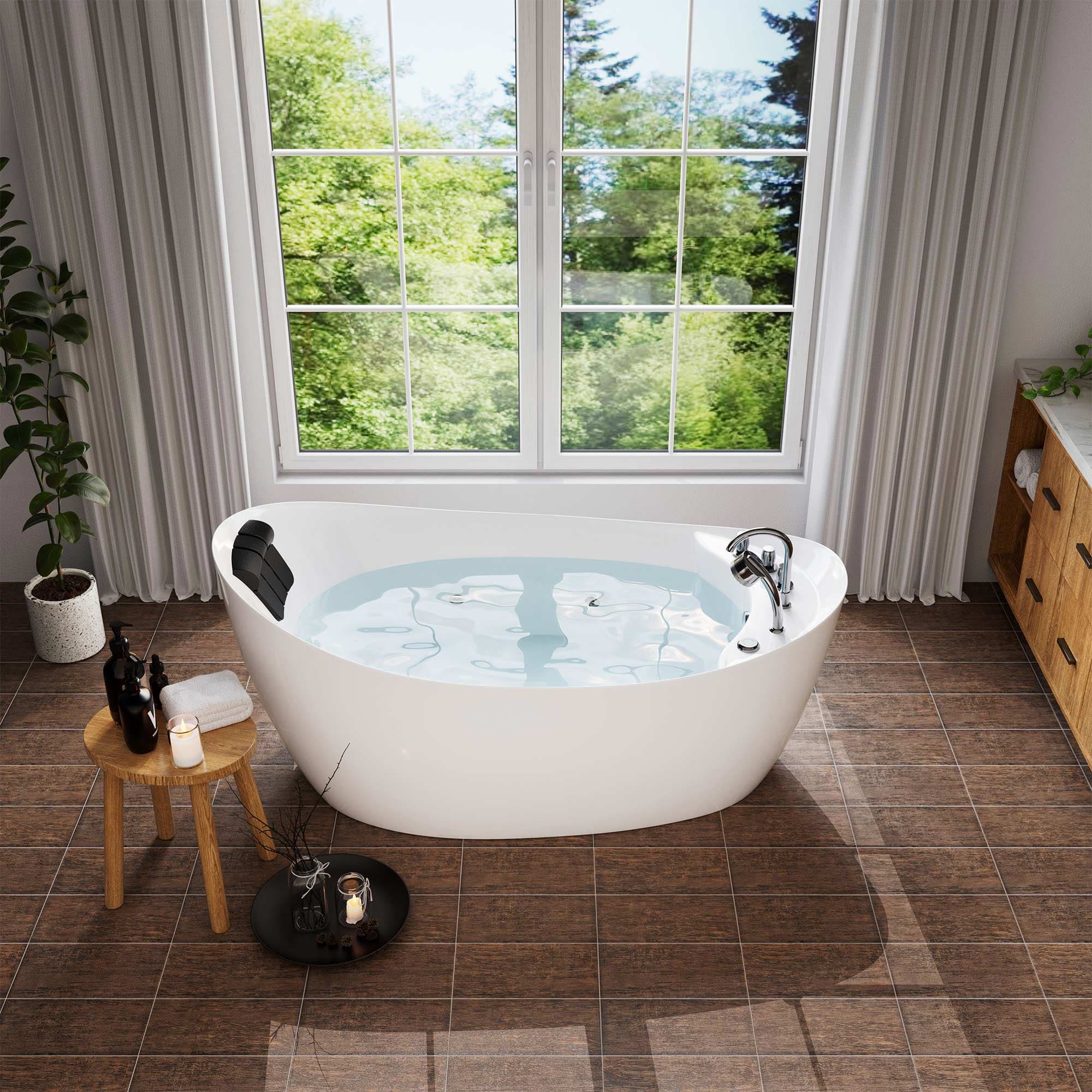 67" Freestanding Whirlpool Bathtub with Reversible Drain