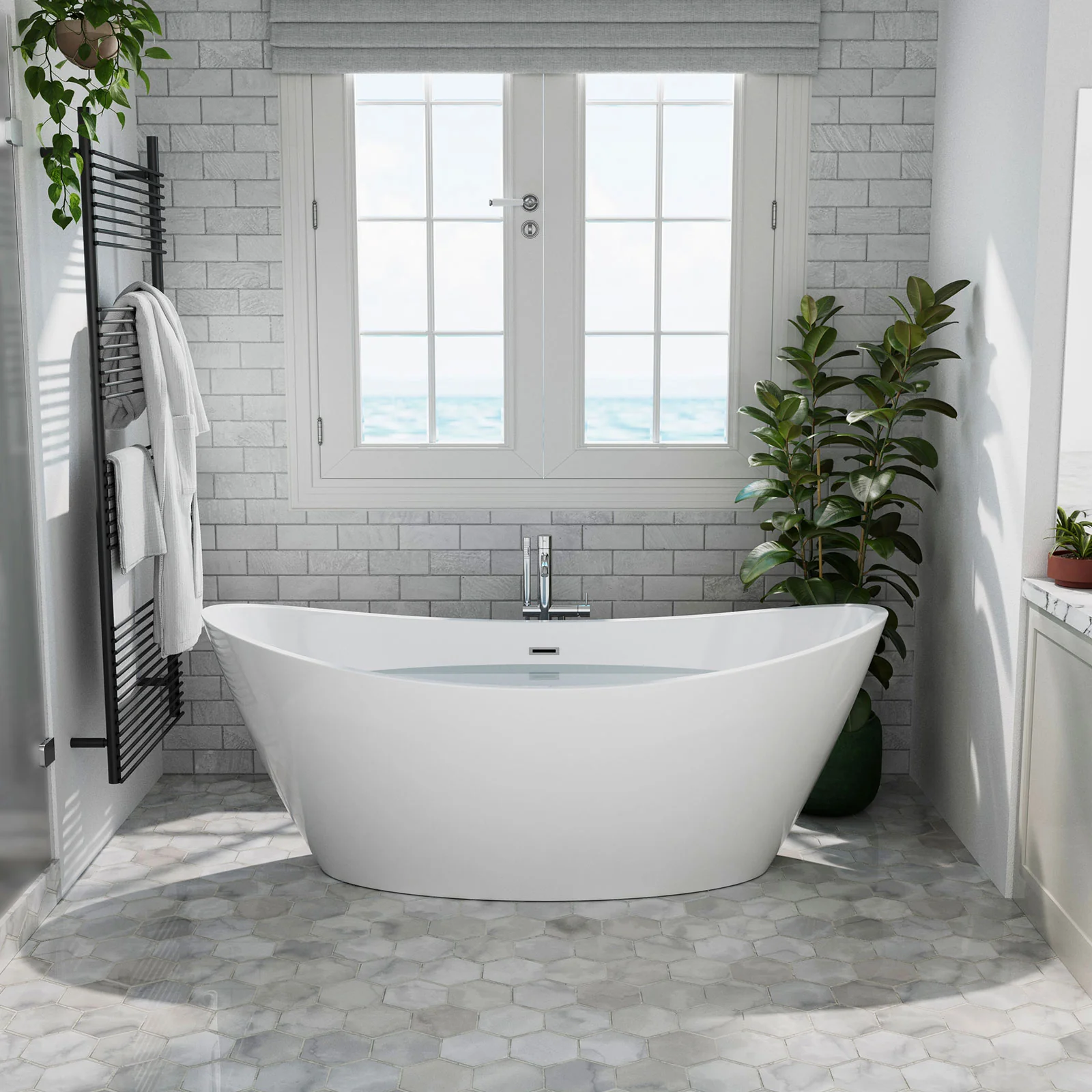 67" Freestanding Soaking Tub with Center Drain