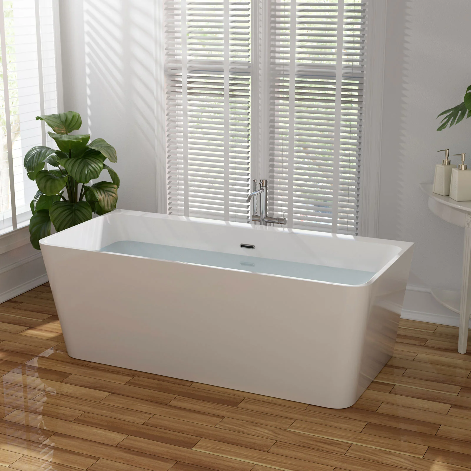 67" Freestanding Soaking Tub with Center Drain