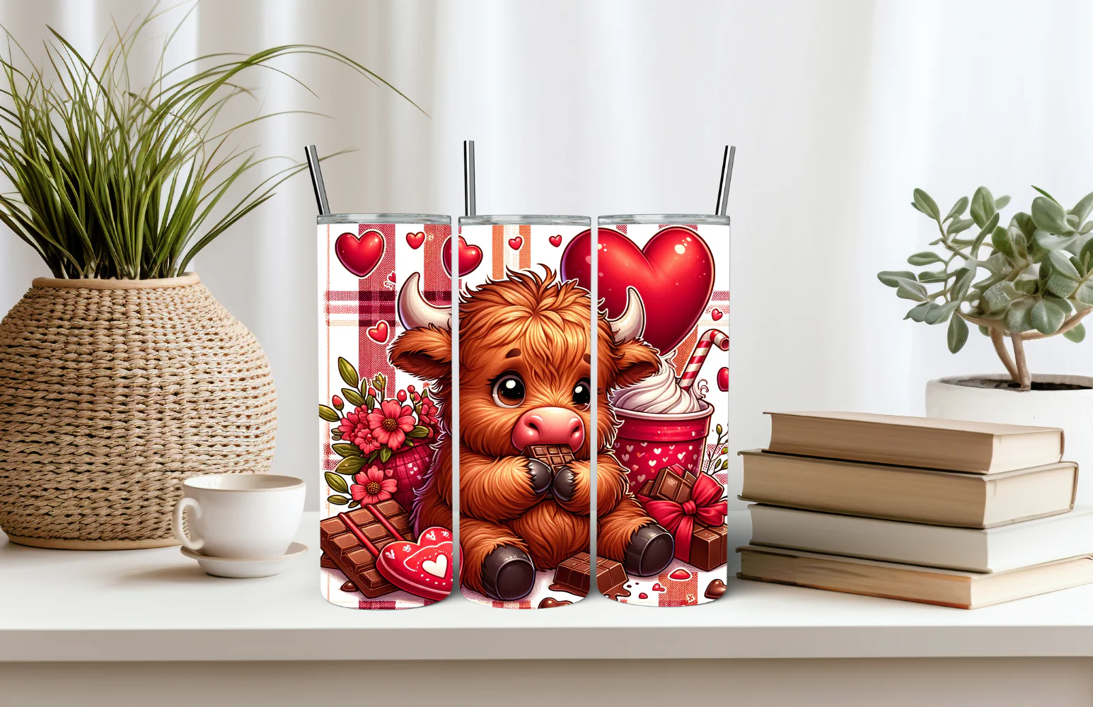 Highland Cow Tumbler Brown, Valentine
