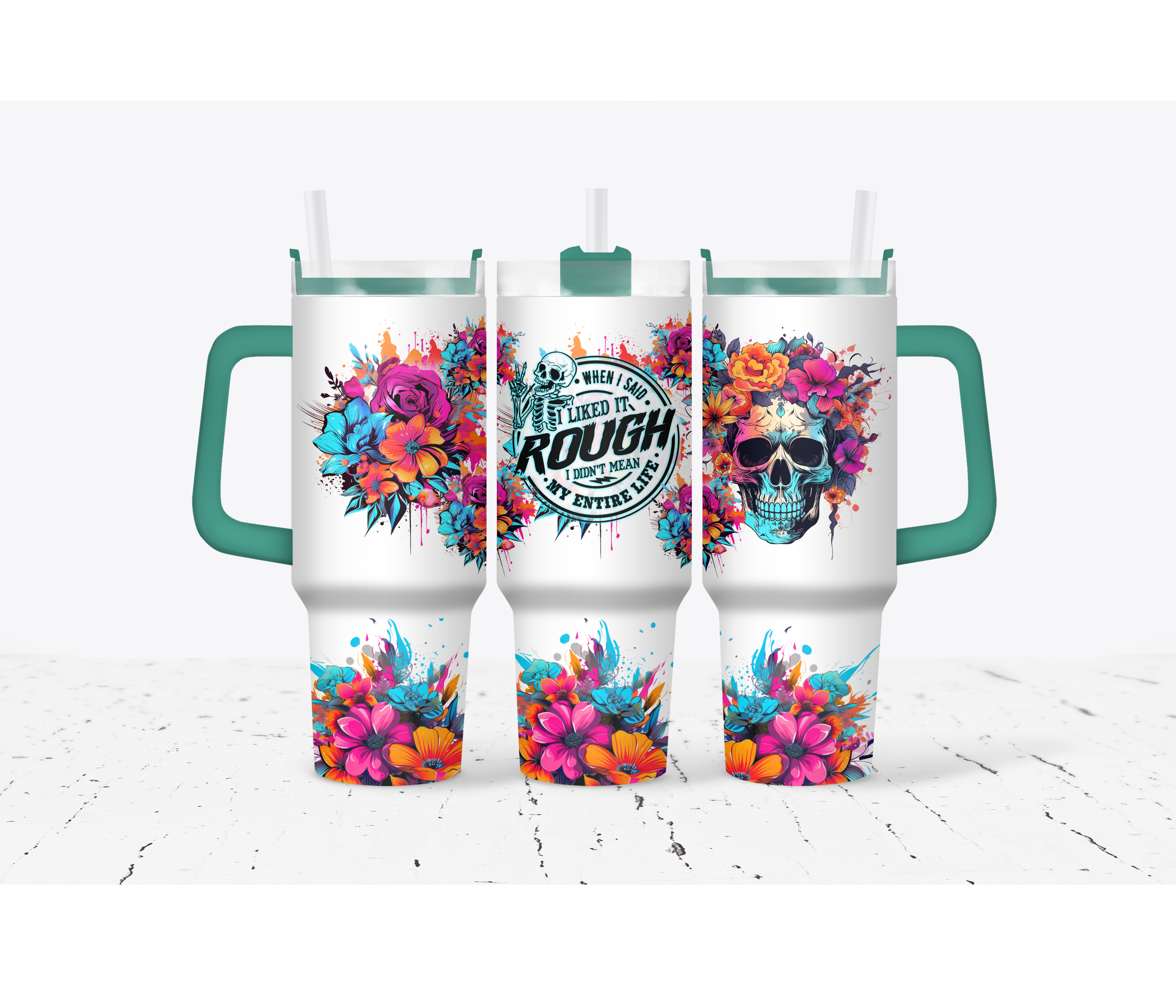 40oz - Like it ruff, Floral