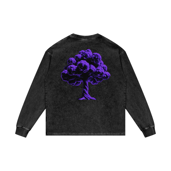 Purptree Acid Wash Oversize Long Sleeve T-Shirt