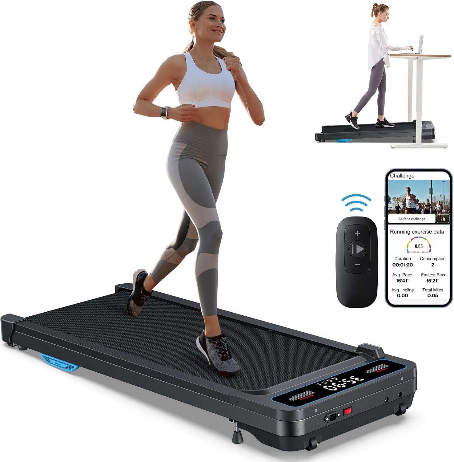WELLFIT Incline Under Desk Walking Pad