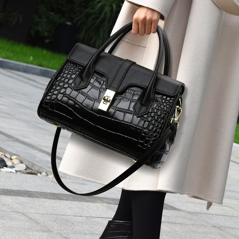 New Fashion Large capacity pu bags tote bag and crocodile grain shoulder handbags serpentine satchel bags for woman