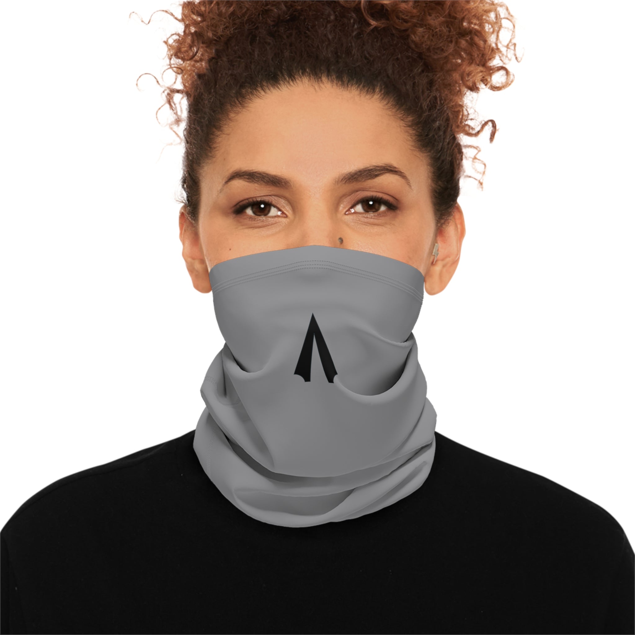 Grey Winter Neck Gaiter With Drawstring