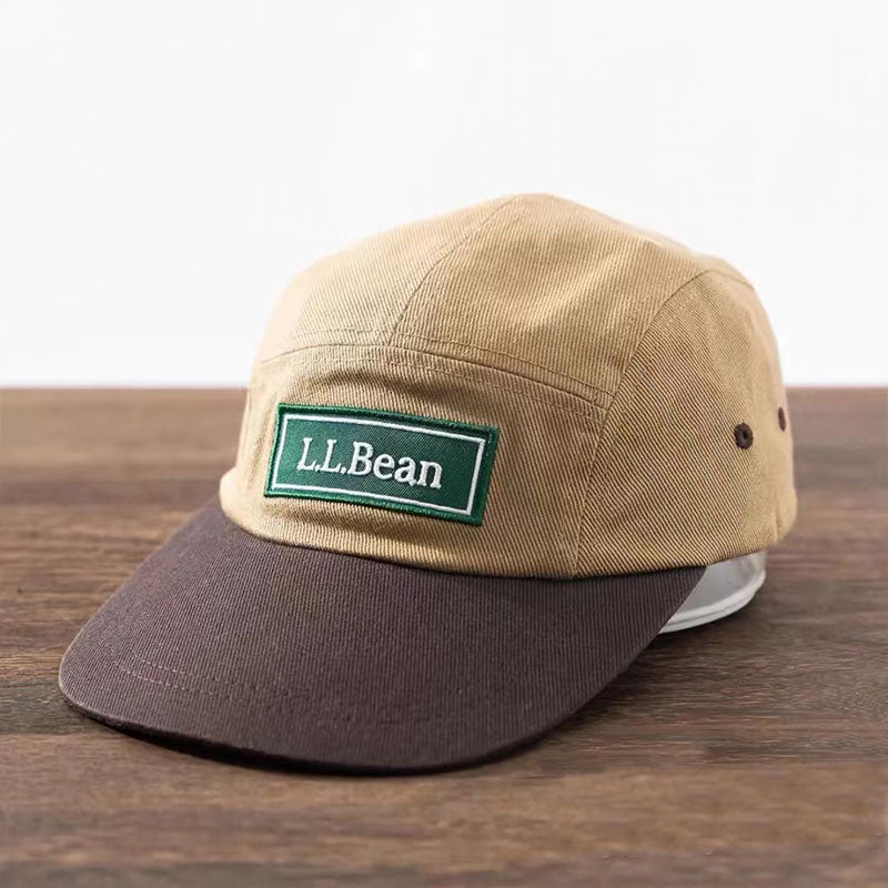 BEAMS×LLBEAN American peaked cap retro splicing contrasting color long brim five-piece hat outdoor beach hat