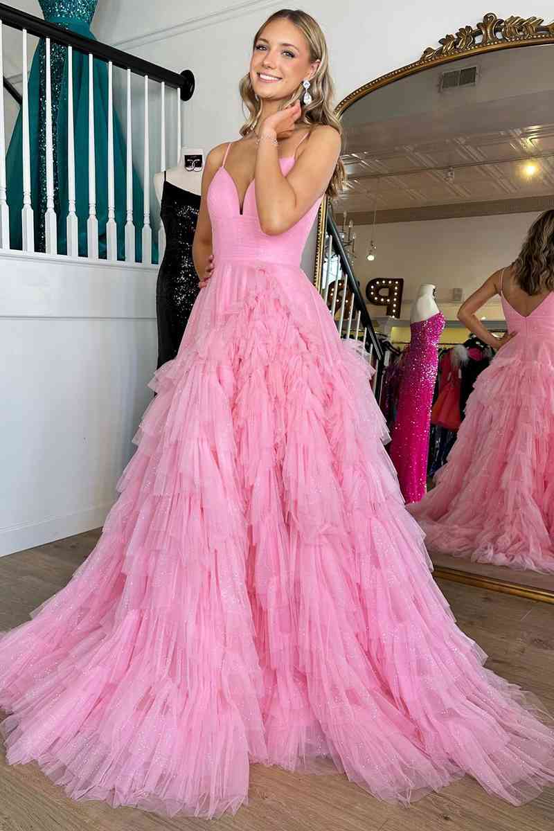 Princess Strappy Frill-Layered Prom Dress VMP118