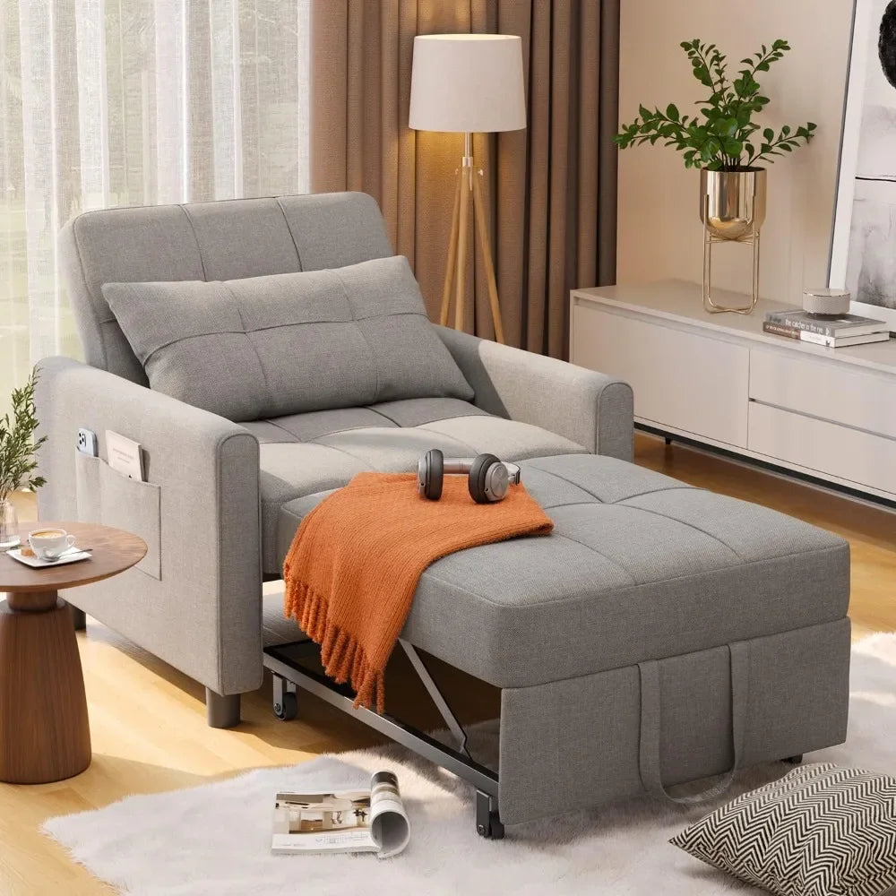 Convertible 3-in-1 Adjustable Sleeper Chair Pullout Sofa Bed