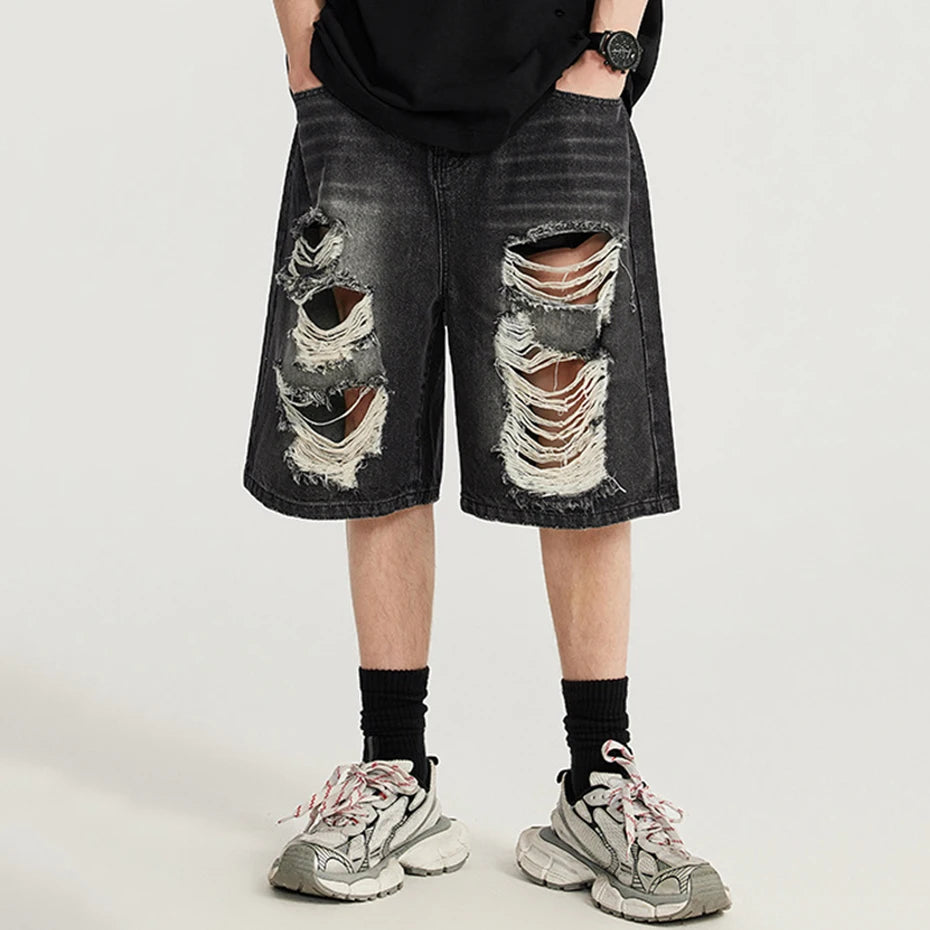 Loose Ripped Ripped Denim Shorts