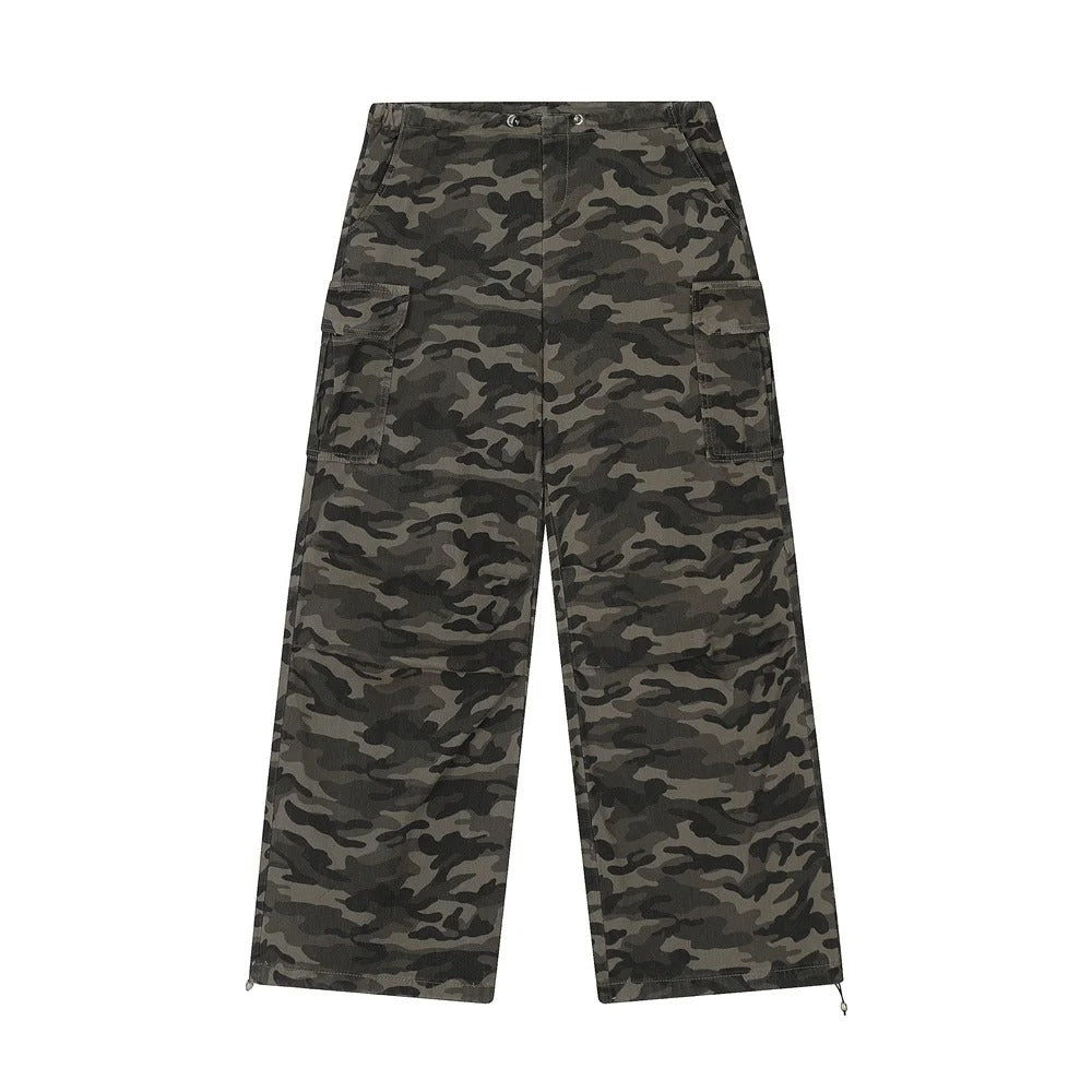 Safari Camouflage Loose Straight Jeans