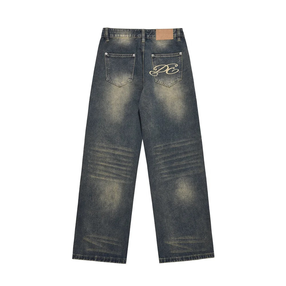 Y2K Wide-Leg Street Washed Jeans