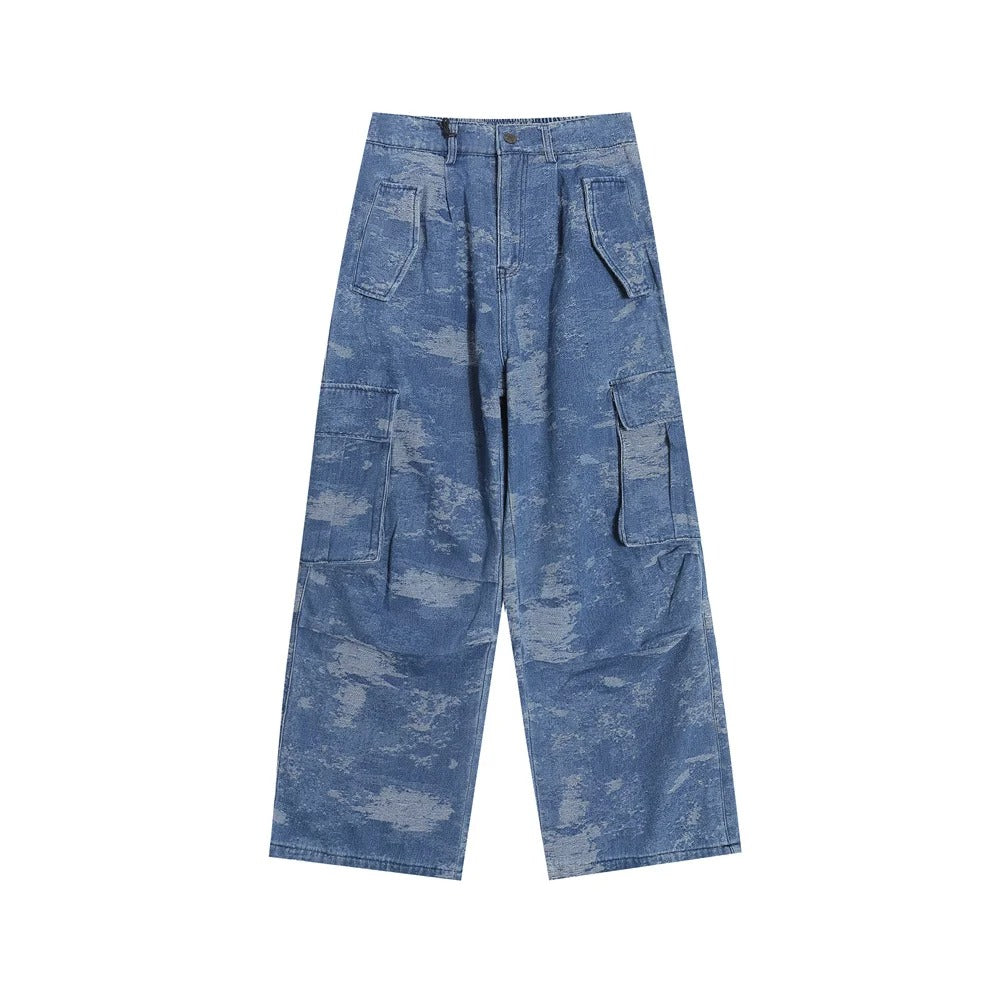 Jacquard Army Cargo Loose Jeans